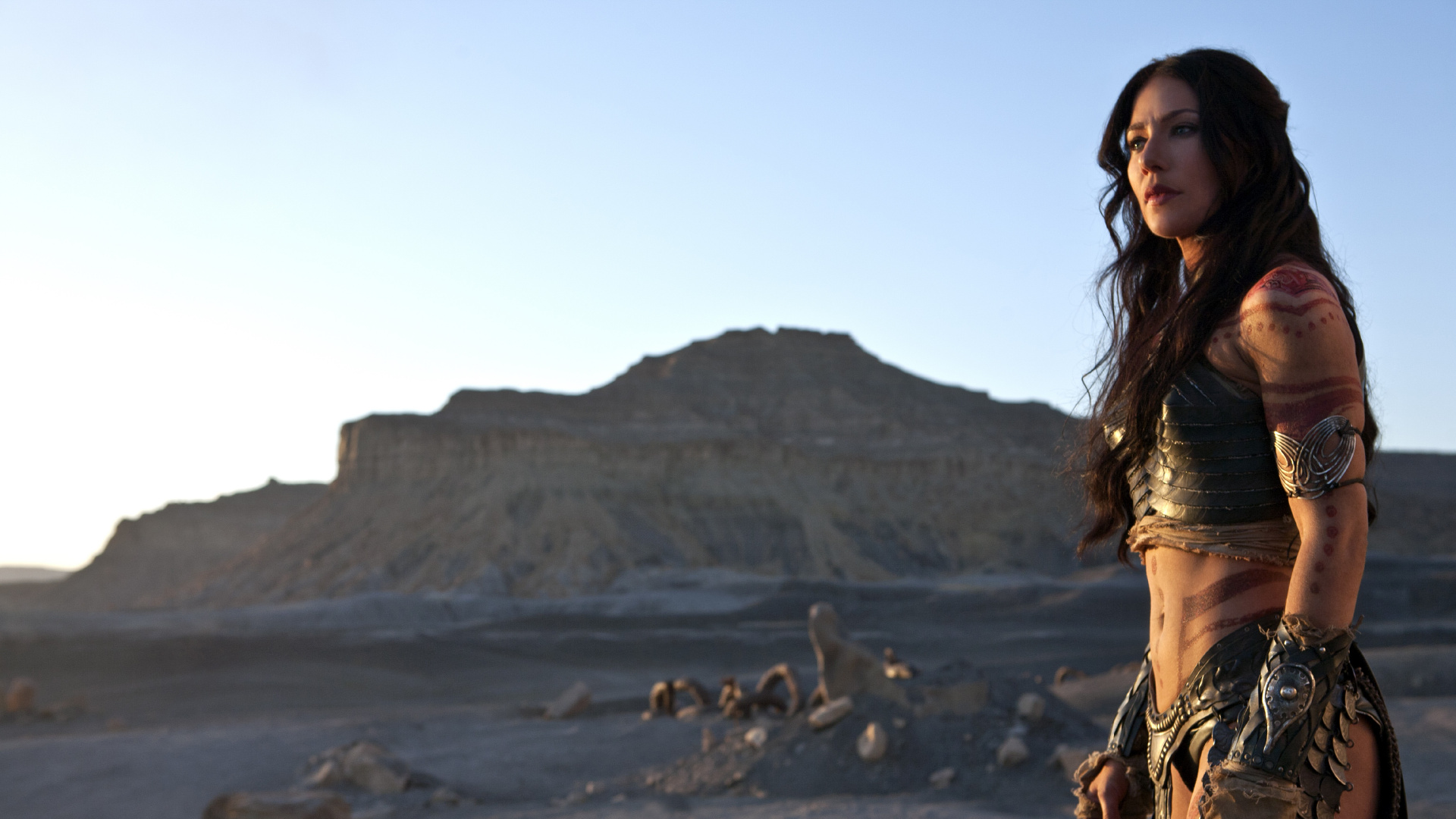 Обои Линн Коллинс, Дея Торис, Джон Картер, пейзаж, песок в разрешении 1920x1080