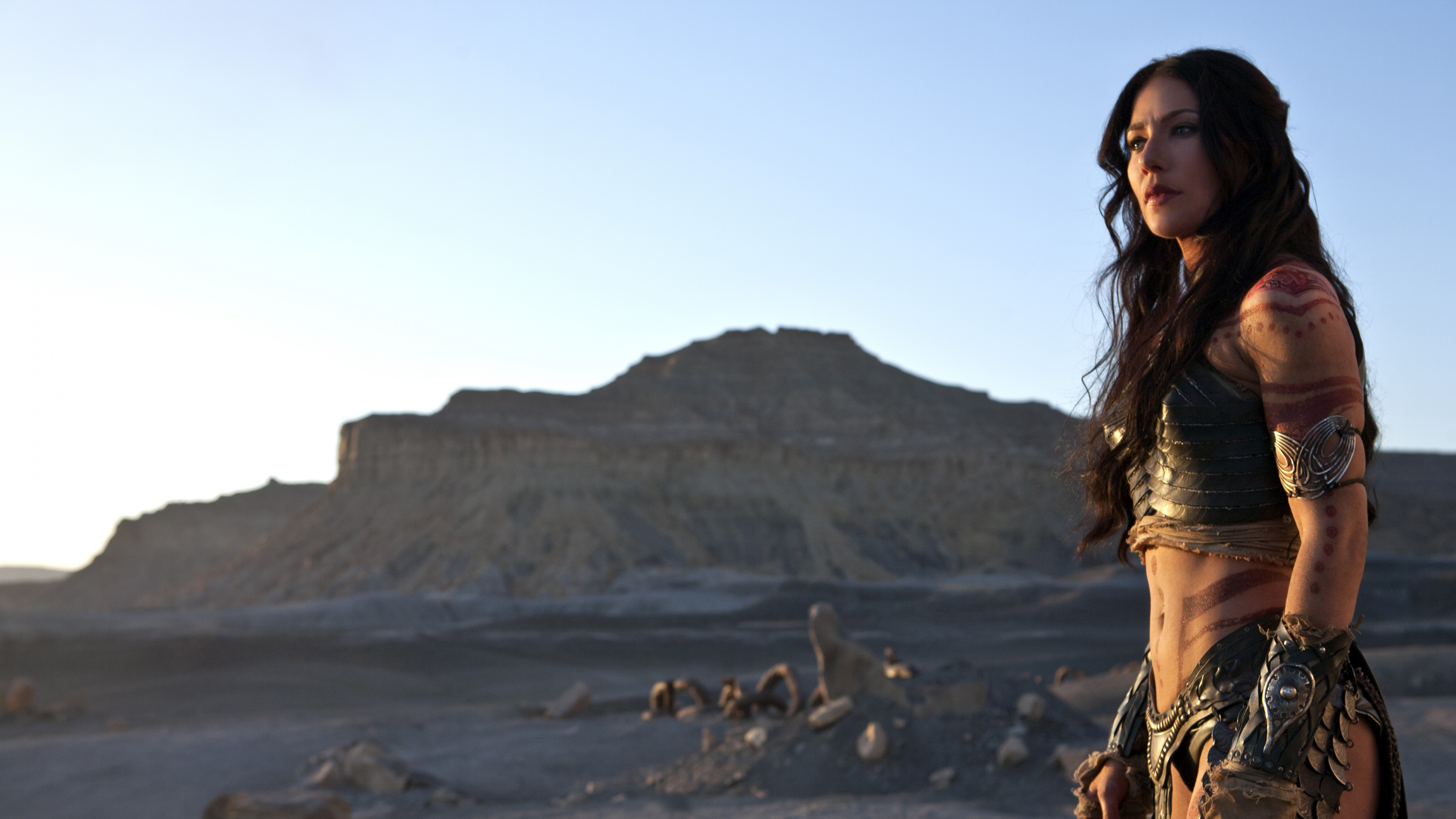 Обои Линн Коллинс, Дея Торис, Джон Картер, пейзаж, песок в разрешении 3840x2160