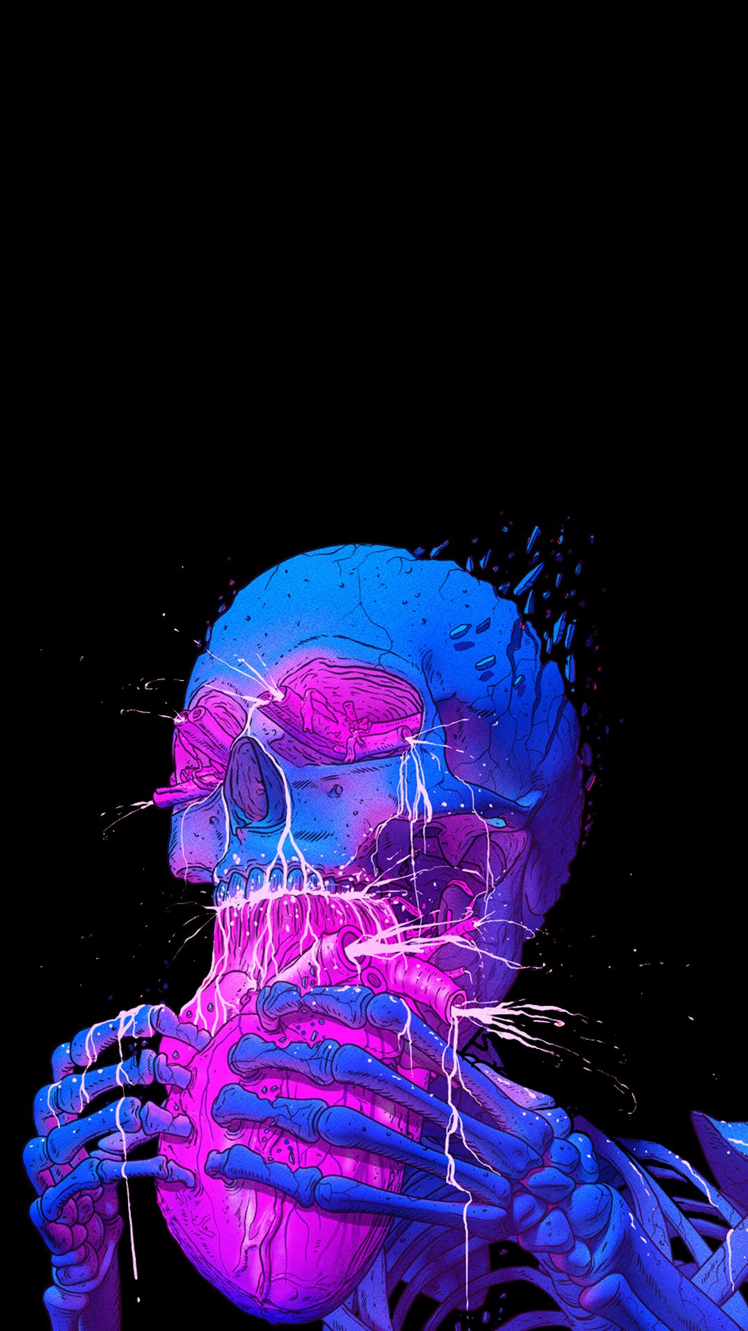 Обои скелет, амолед, Супер AMOLED, смартфон, красочность на телефон  Android, 1080x1920 картинки и фото бесплатно