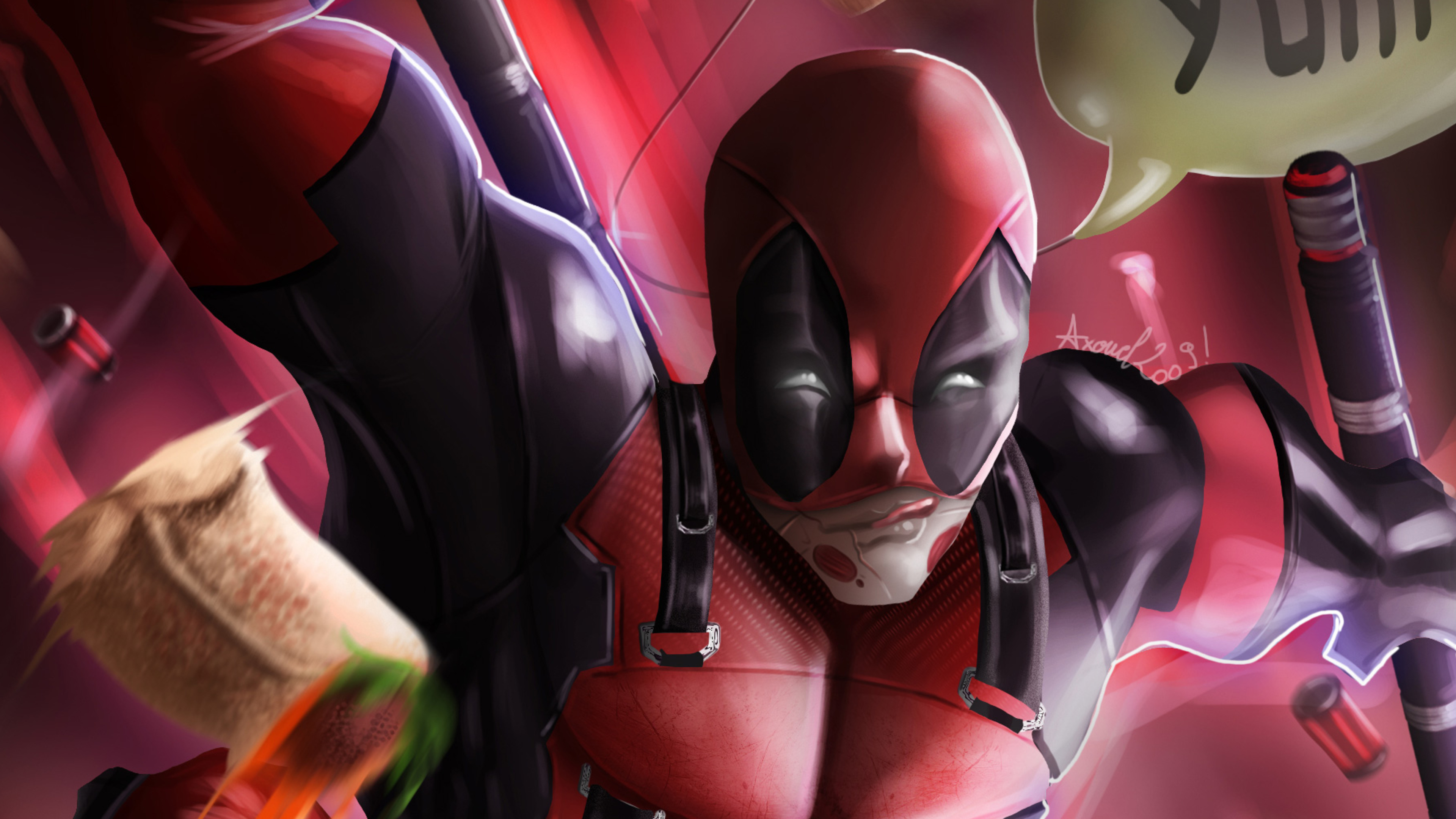 Обои дэдпул, комиксы, супергерой, фигурка, Халк в разрешении 3840x2160