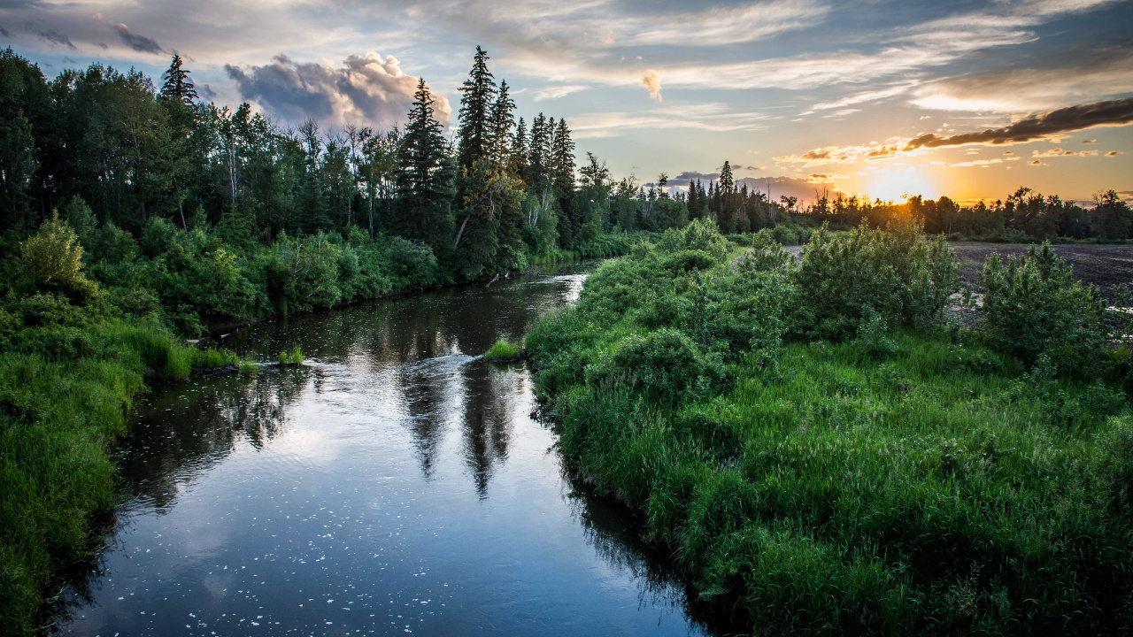 Обои природа, отражение, вода, реки, водный путь в разрешении 1280x720