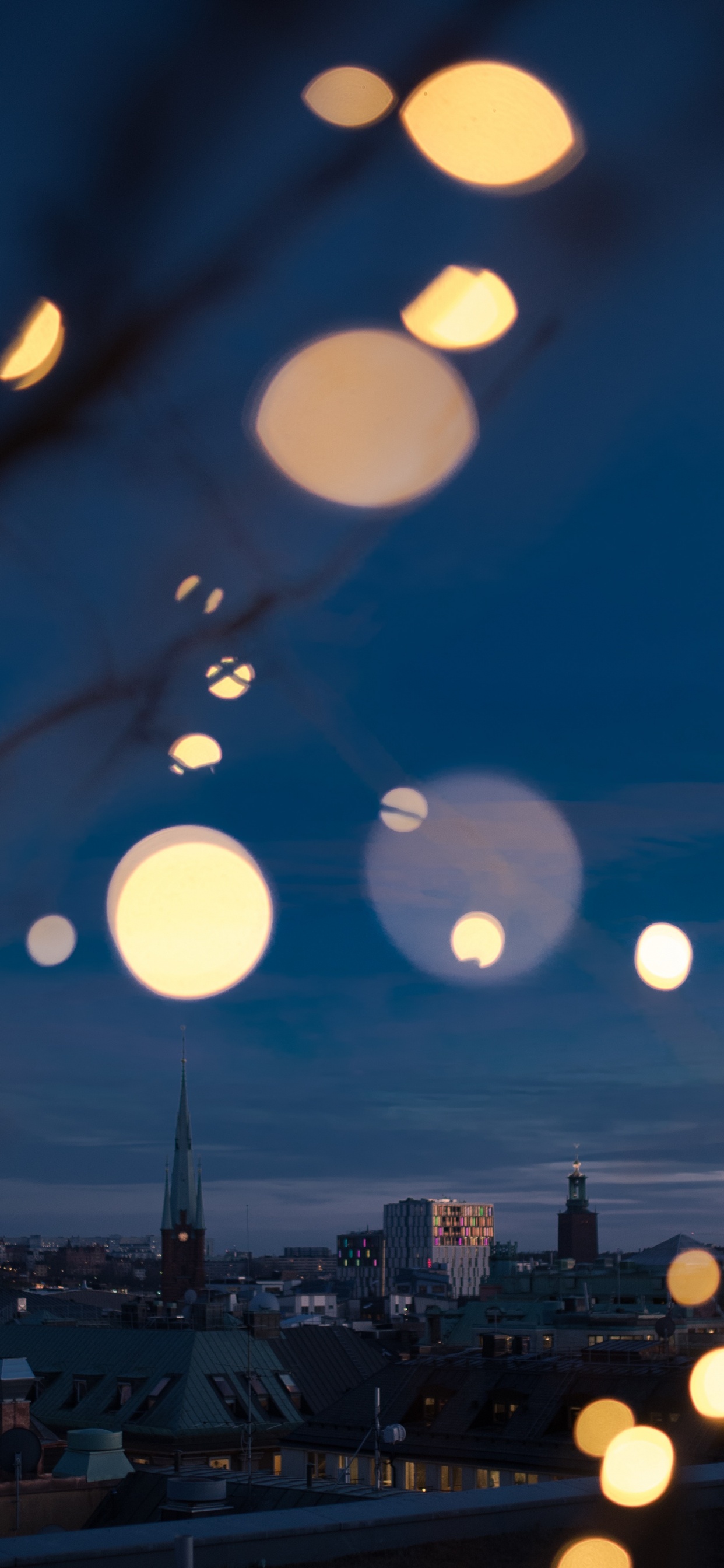 Обои боке, ночь, синий, облако, свет в разрешении 1242x2688