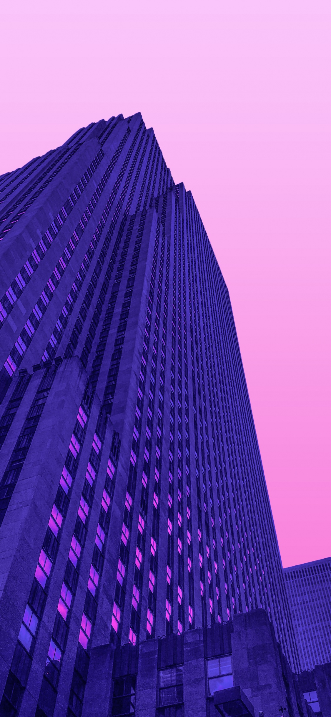 Обои здание, Мост Серый, ориентир, свет, Джон Рокфеллер в разрешении 1125x2436