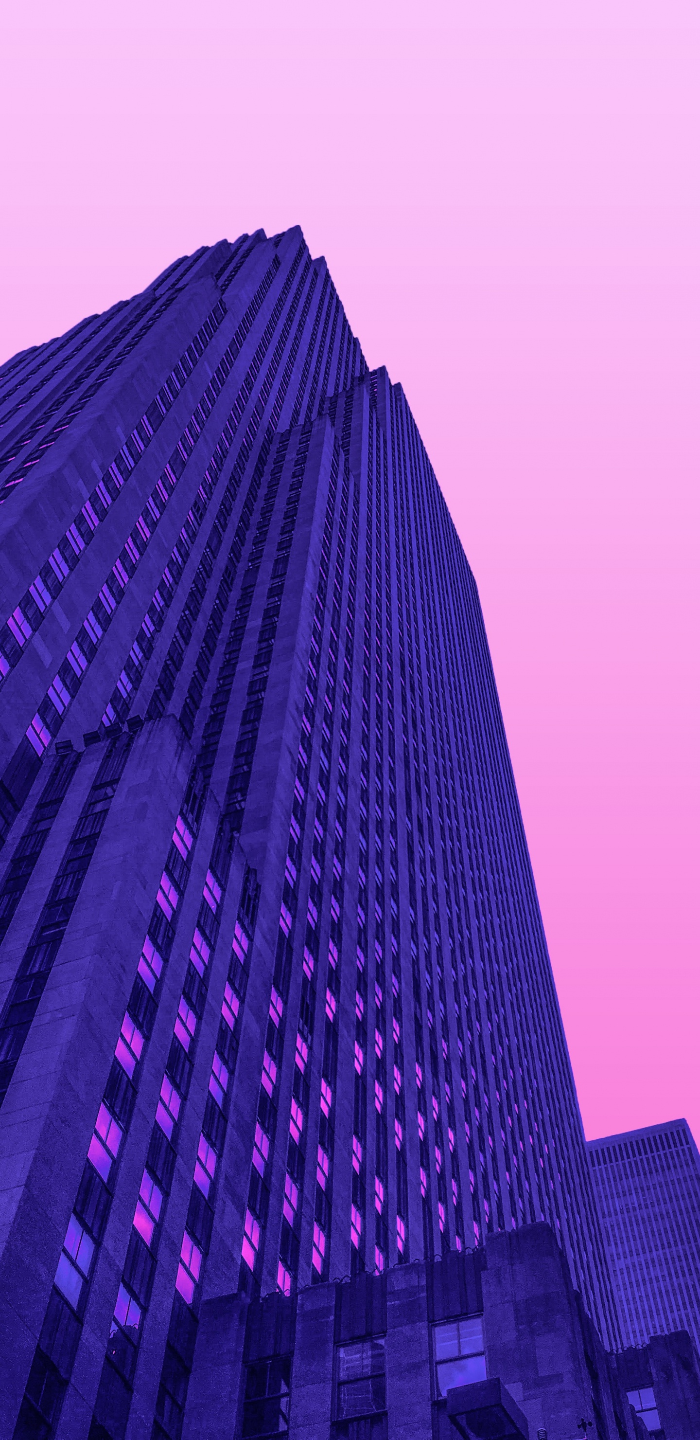 Обои здание, Мост Серый, ориентир, свет, Джон Рокфеллер в разрешении 1440x2960