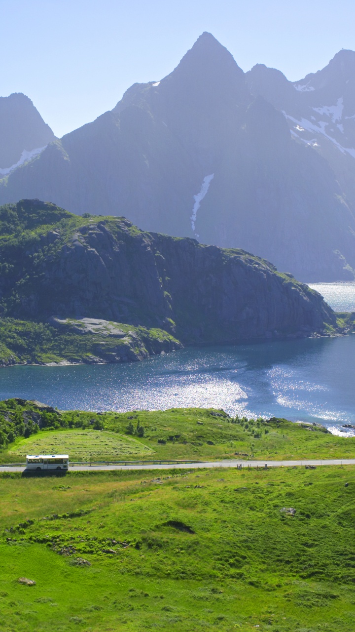 Обои Лофотен, фьорд, нагорье, природа, горный хребет в разрешении 720x1280