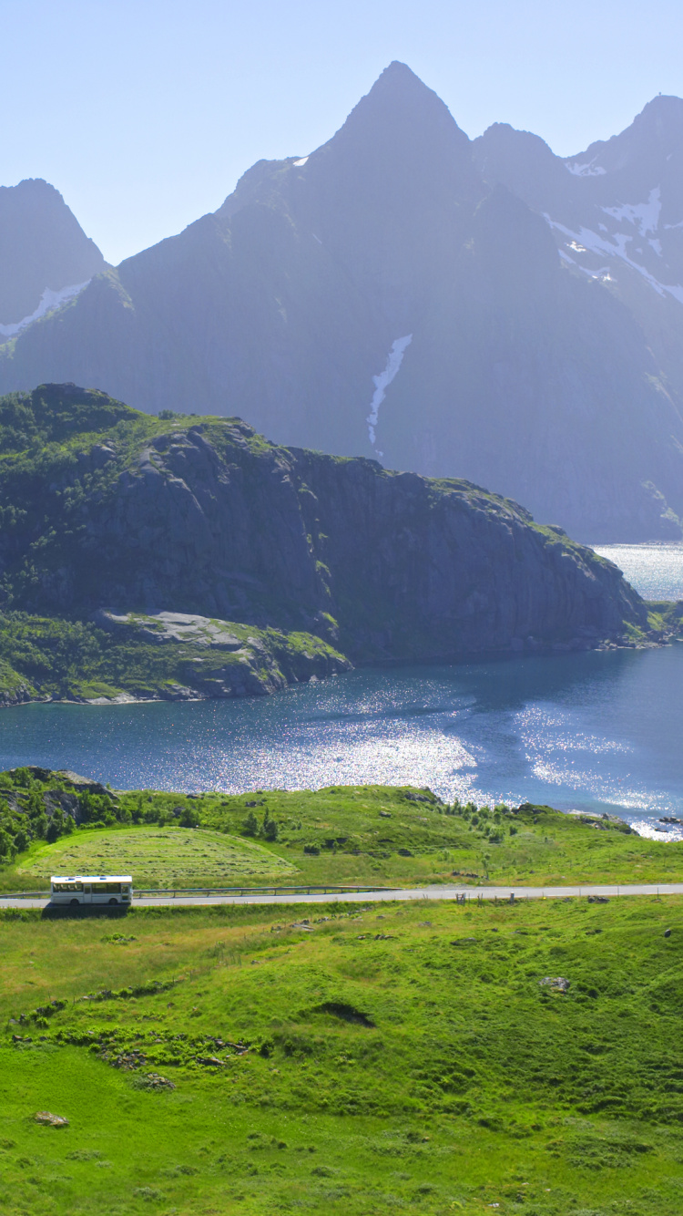 Обои Лофотен, фьорд, нагорье, природа, горный хребет в разрешении 750x1334