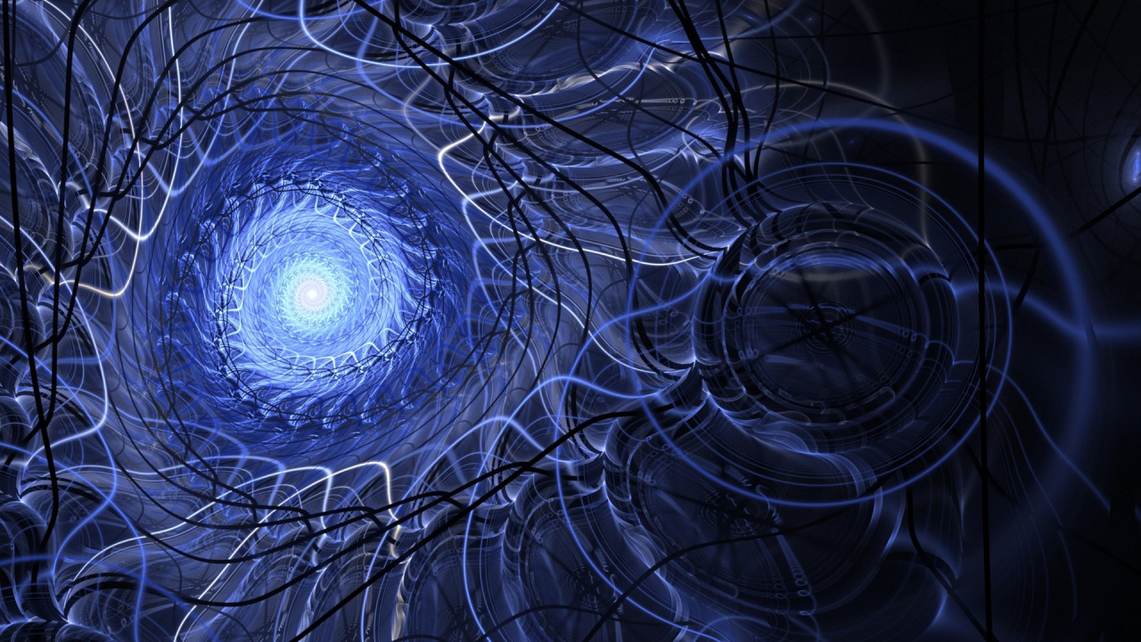 Обои синий, фрактальное искусство, круг, узор, вихрь в разрешении 1280x720
