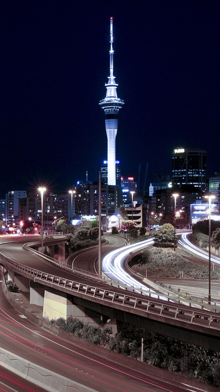 Обои Перекресток-Спагетти, спагетти, Новая Зеландия, ночь, городской район в разрешении 720x1280