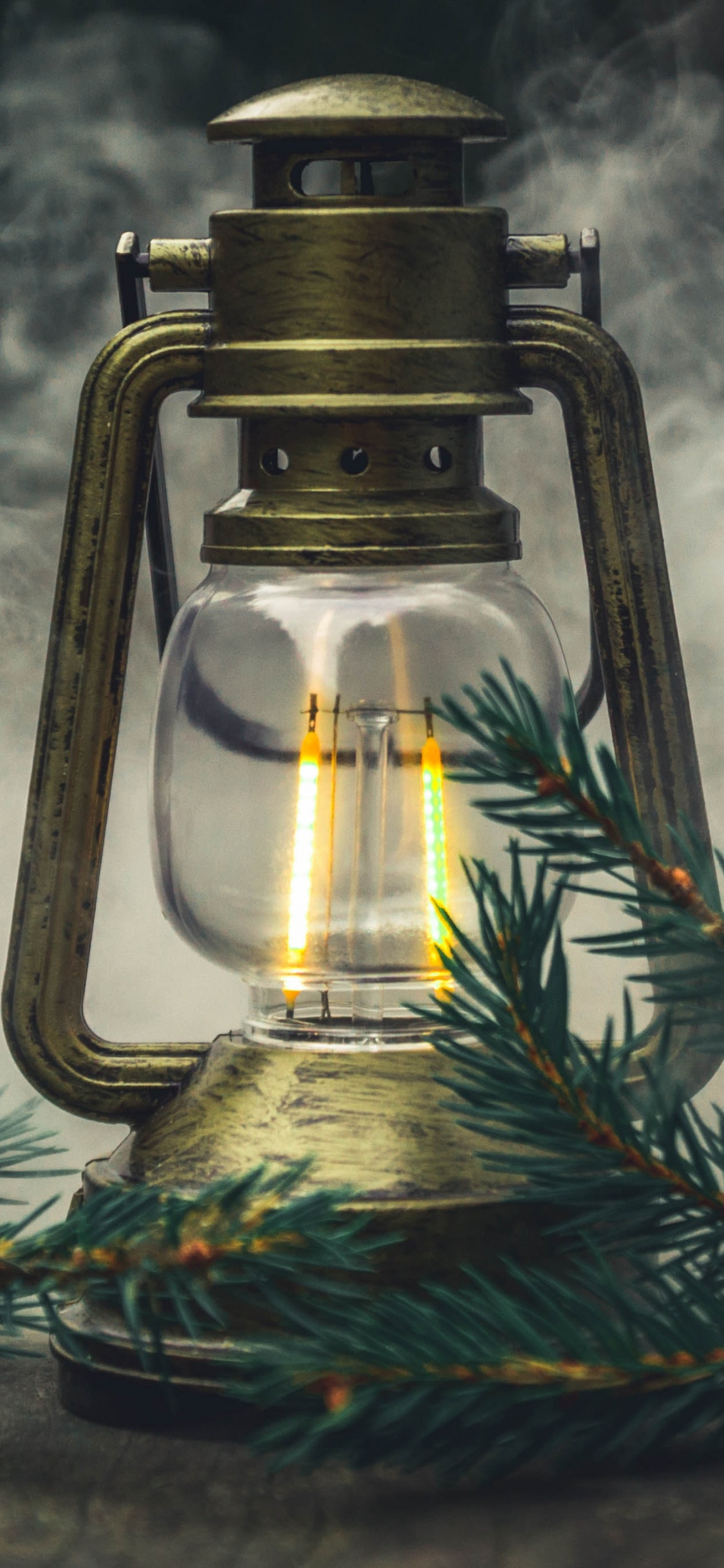 Обои иллюстрация, натюрморт, арт, пламя, фонарь в разрешении 1125x2436