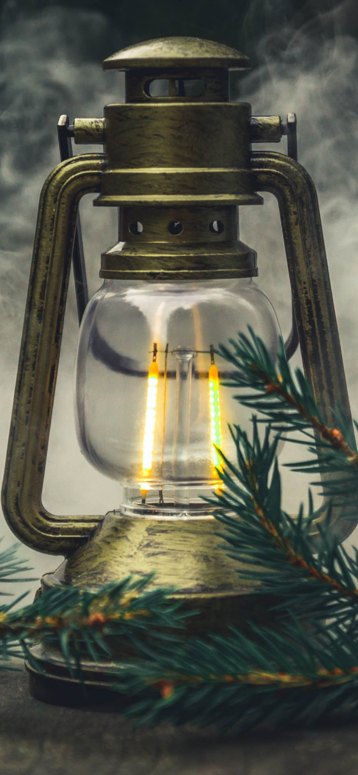 Обои иллюстрация, натюрморт, арт, пламя, фонарь в разрешении 1242x2688