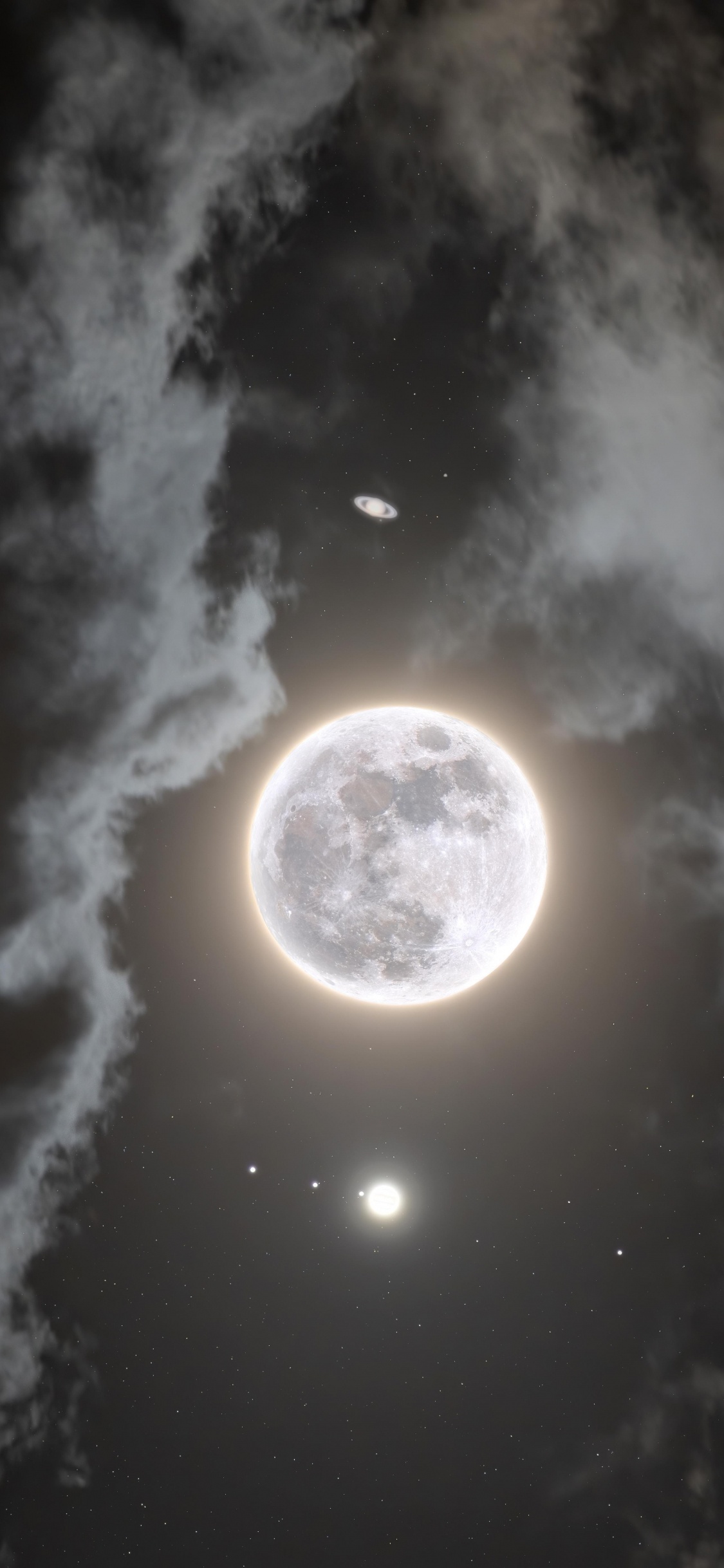 Обои луна, отличное соединение, январь 2020 лунное затмение, новолуние, облако в разрешении 1125x2436