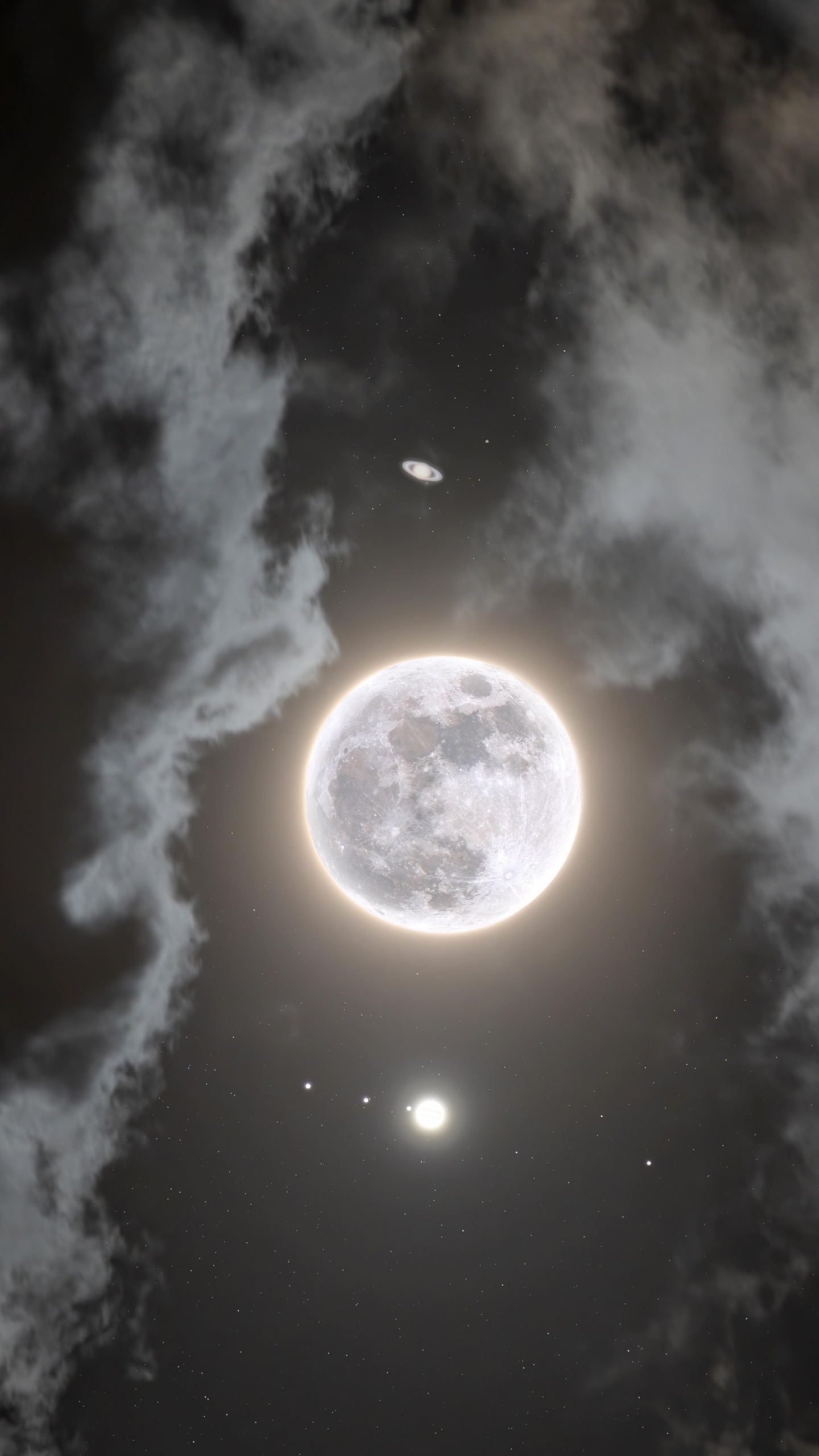 Обои луна, отличное соединение, январь 2020 лунное затмение, новолуние, облако в разрешении 1440x2560