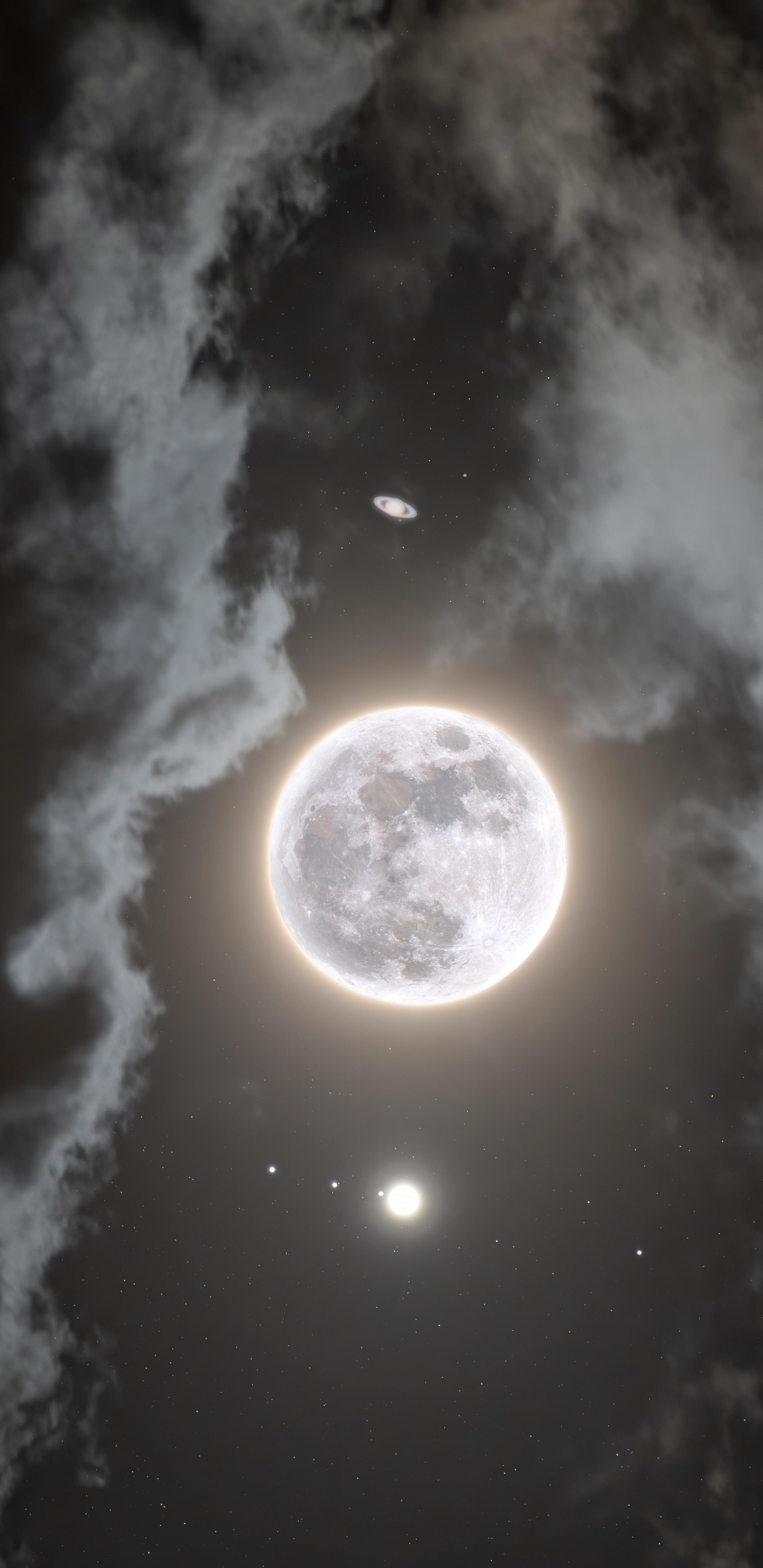 Обои луна, отличное соединение, январь 2020 лунное затмение, новолуние, облако в разрешении 1440x2960