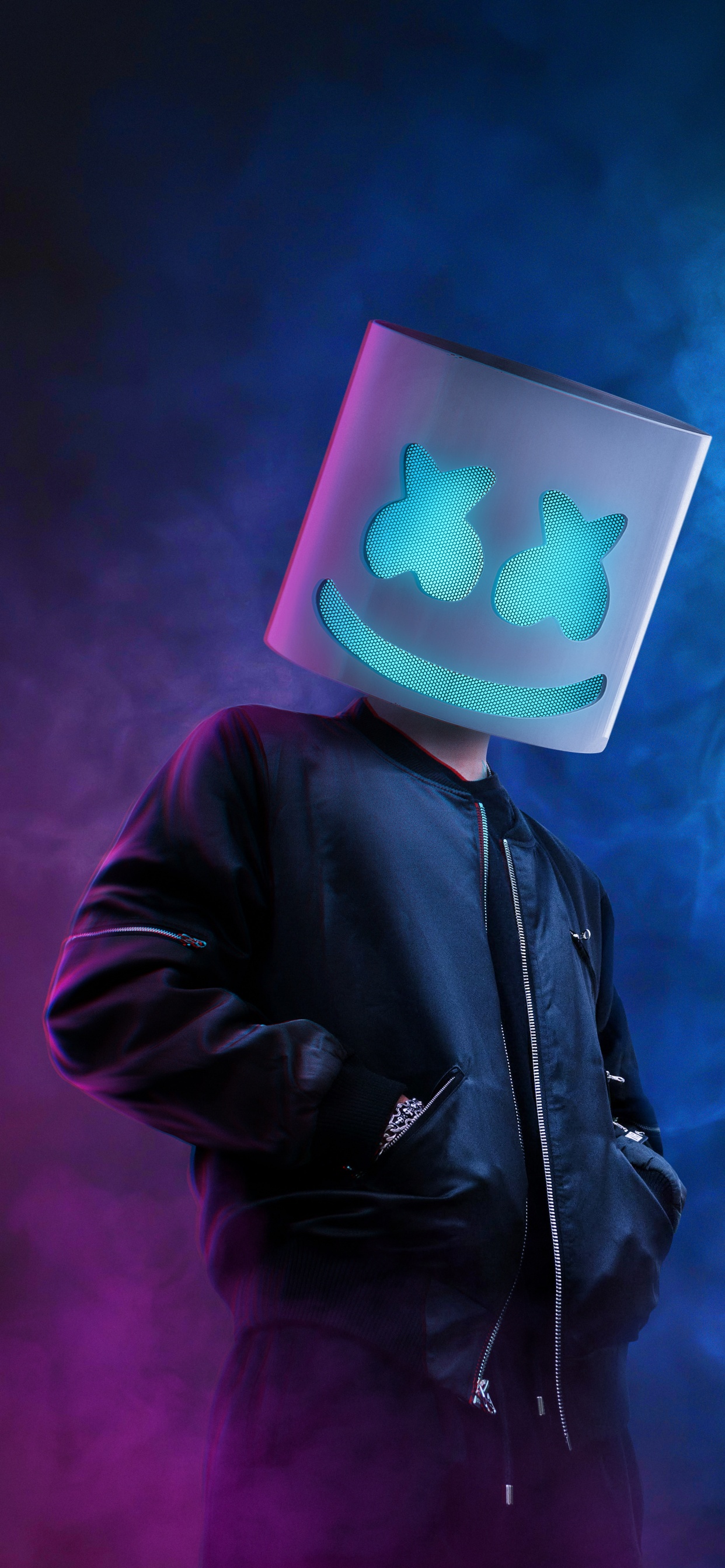 Обои галактика маршмелло, электронная танцевальная музыка, верхняя одежда, пурпур, фетровая в разрешении 1242x2688