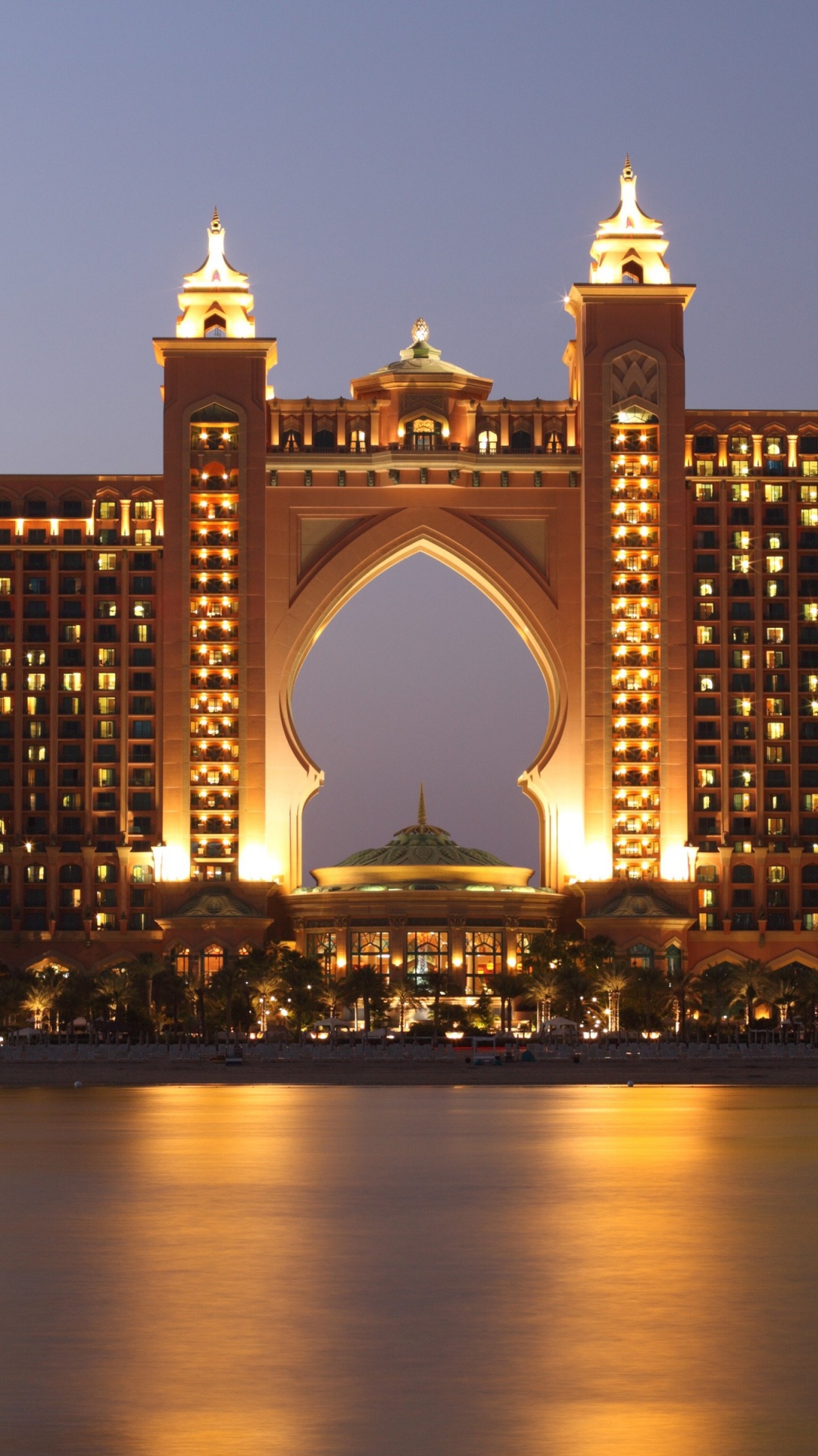 Обои прибежище, Атлантис Багамы, город, ориентир, линия горизонта в разрешении 1080x1920