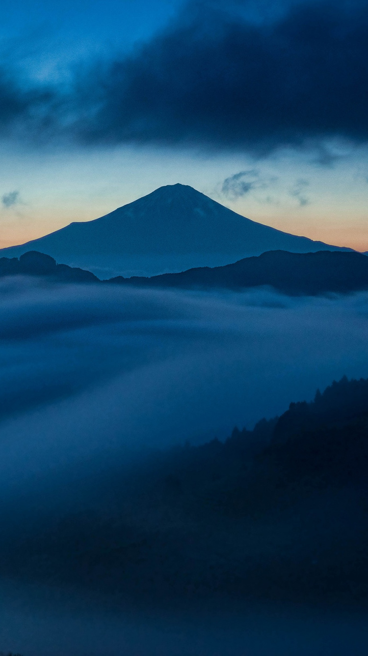 Обои пейзажи гор, закат, ночь, природа, гора в разрешении 750x1334