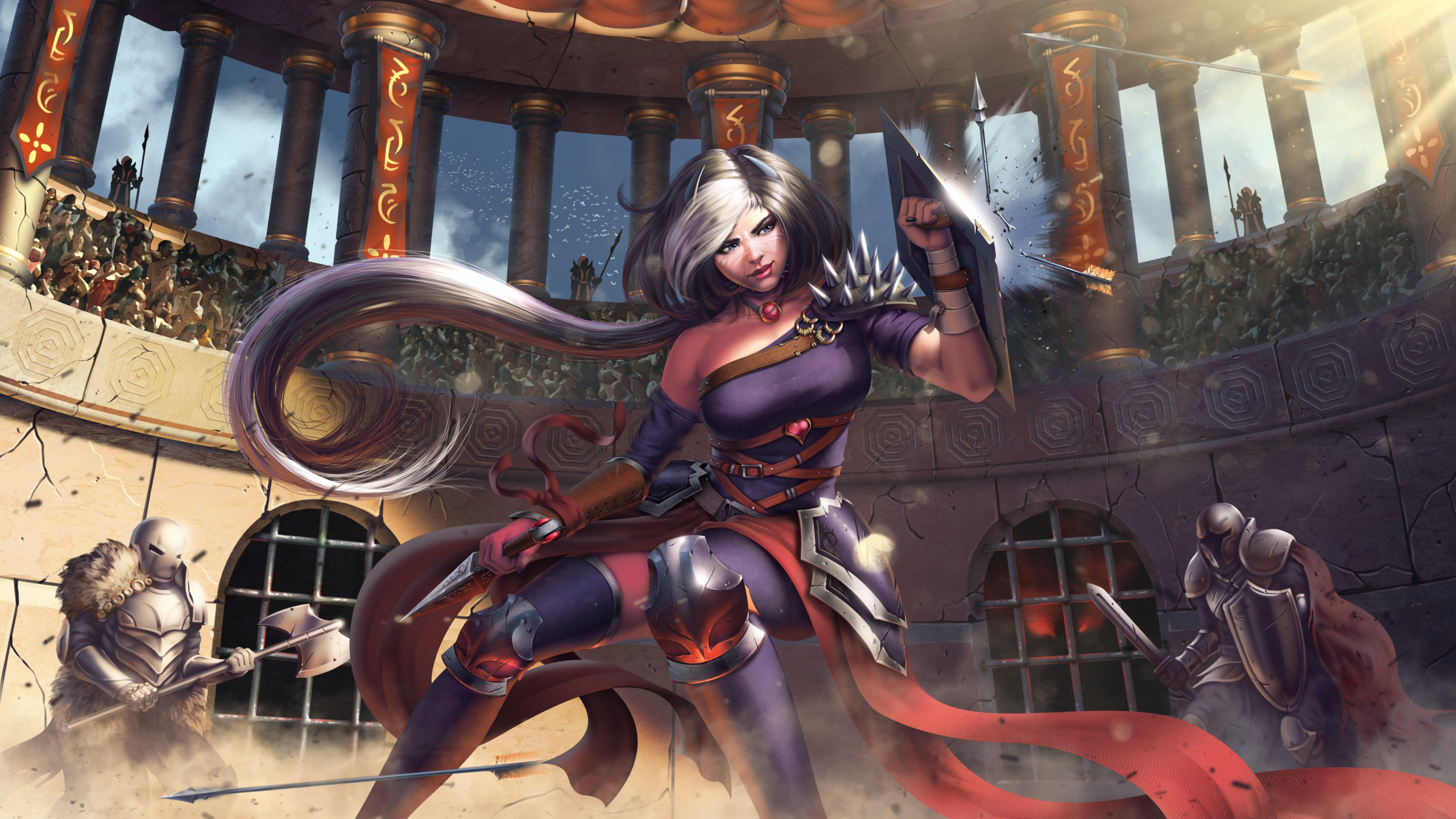 Обои рыцарь, фикция, супергерой, иллюстрация, компьютерная игра в разрешении 2560x1440