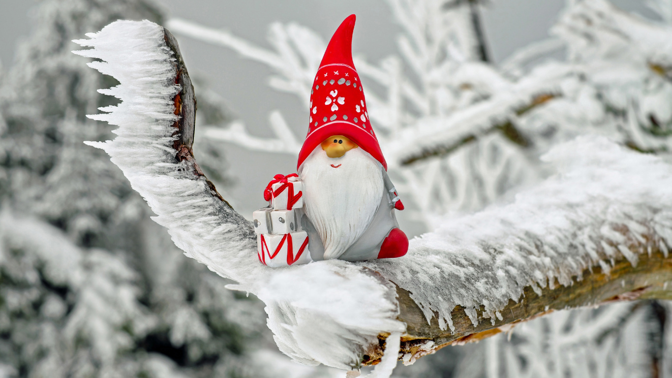 Обои Санта-Клаус, Рождественский день, зима, снег, замораживание в разрешении 1366x768