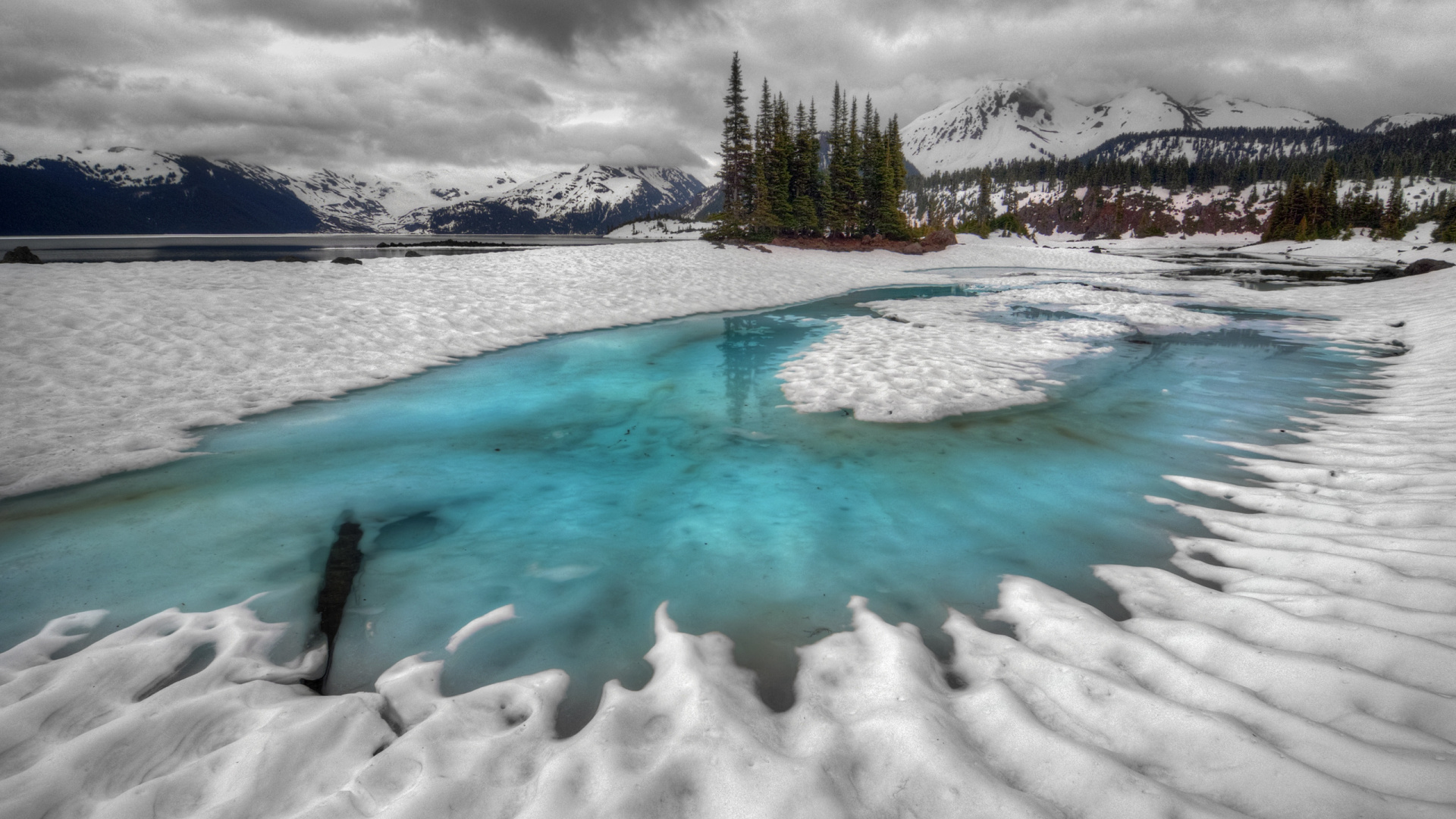 Обои снег, вода, лед, замораживание, холодно в разрешении 1920x1080