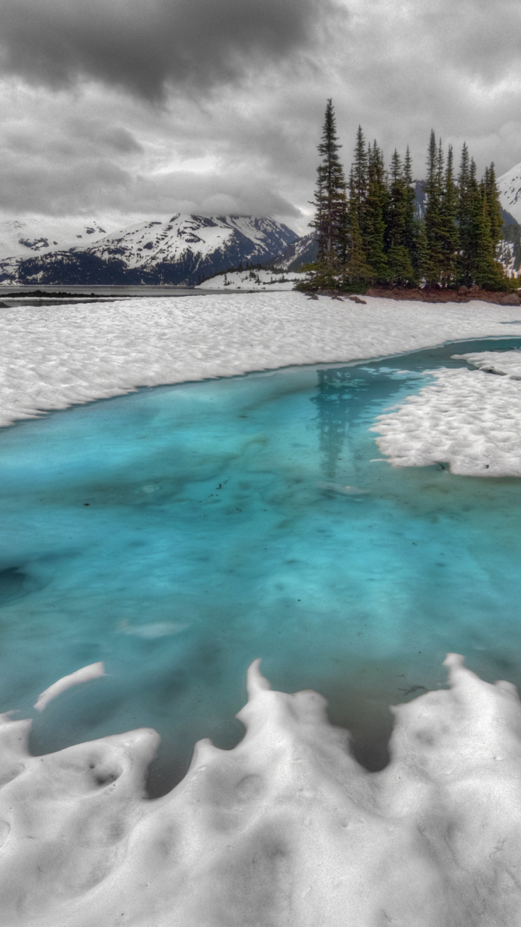 Обои снег, вода, лед, замораживание, холодно в разрешении 750x1334