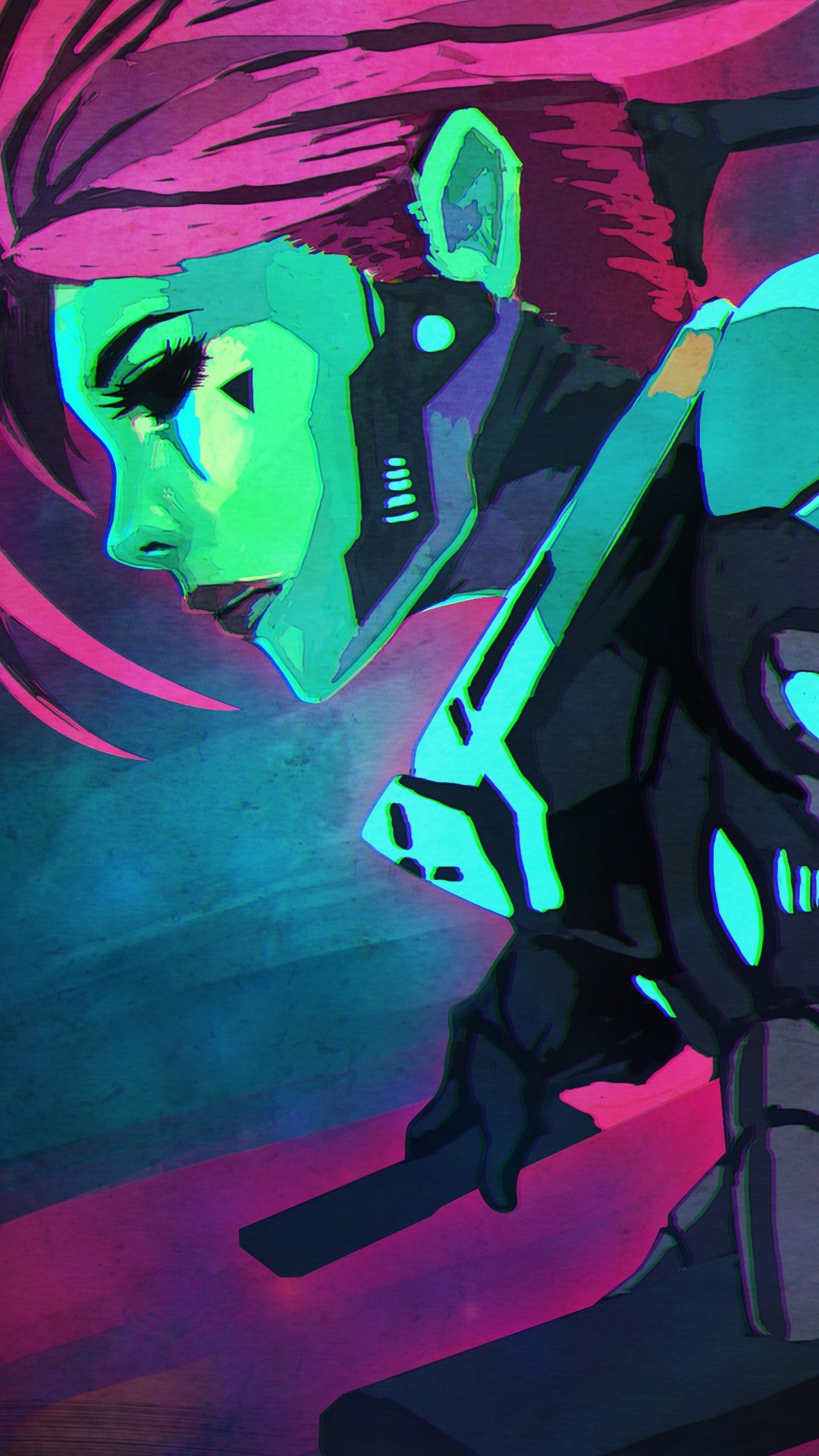 Обои Киберпанк, иллюстрация, арт, произведение искусства, графика в разрешении 1080x1920