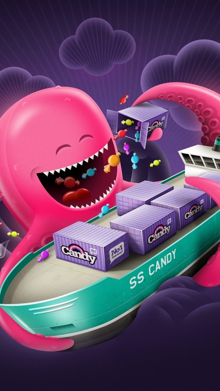 Обои космос, пурпурный цвет, пурпур, осьминог, пространство в разрешении 720x1280