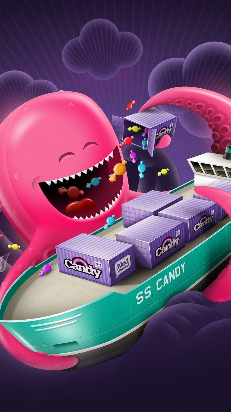 Обои космос, пурпурный цвет, пурпур, осьминог, пространство в разрешении 750x1334