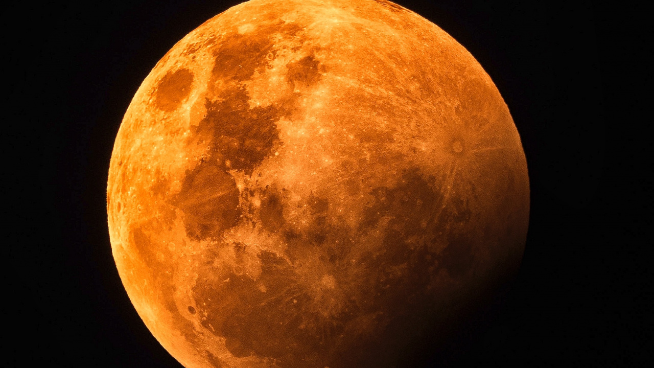 Обои луна, лунное затмение, атмосфера, небесное явление, астрономический объект в разрешении 1280x720