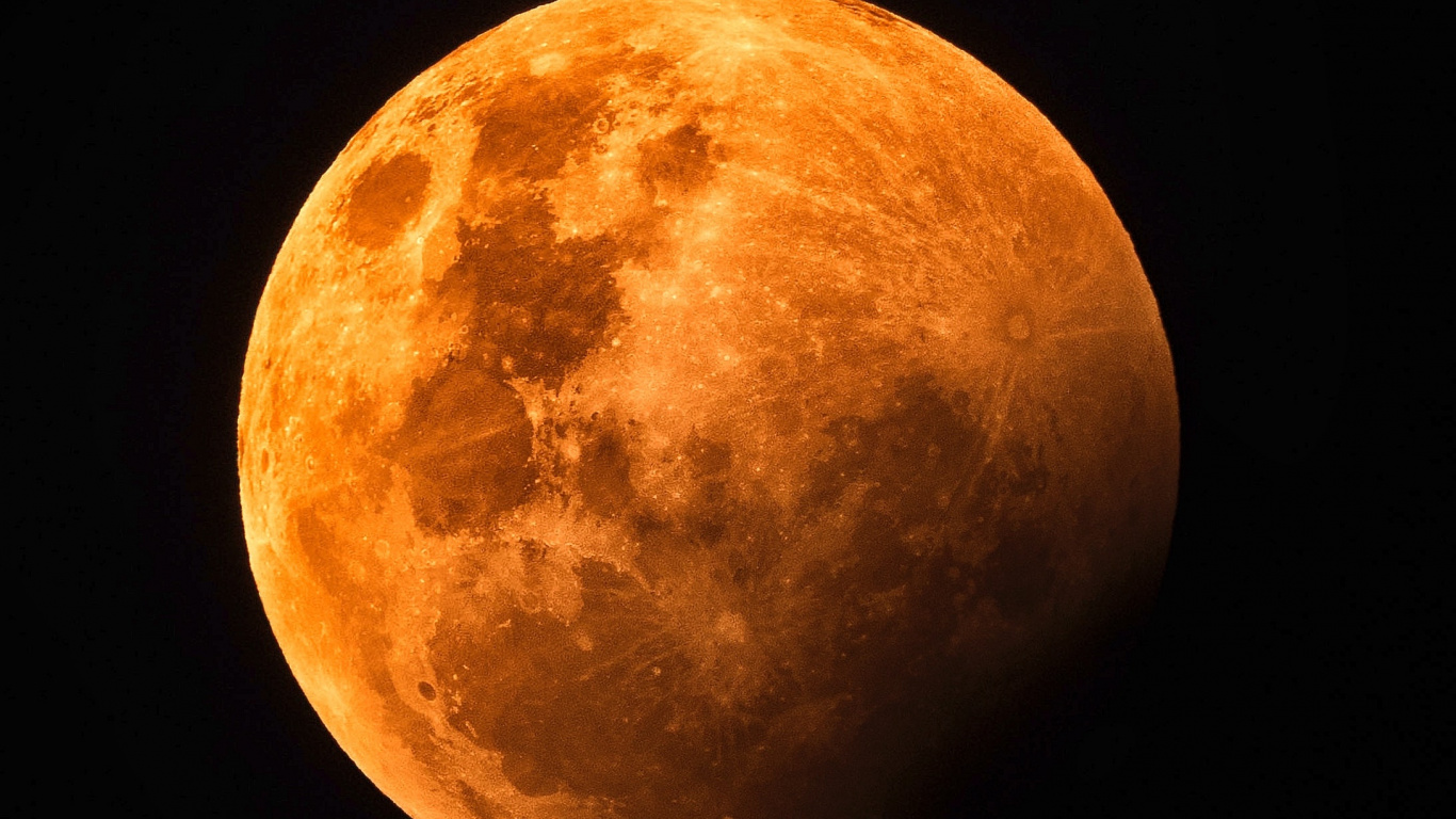 Обои луна, лунное затмение, атмосфера, небесное явление, астрономический объект в разрешении 1366x768