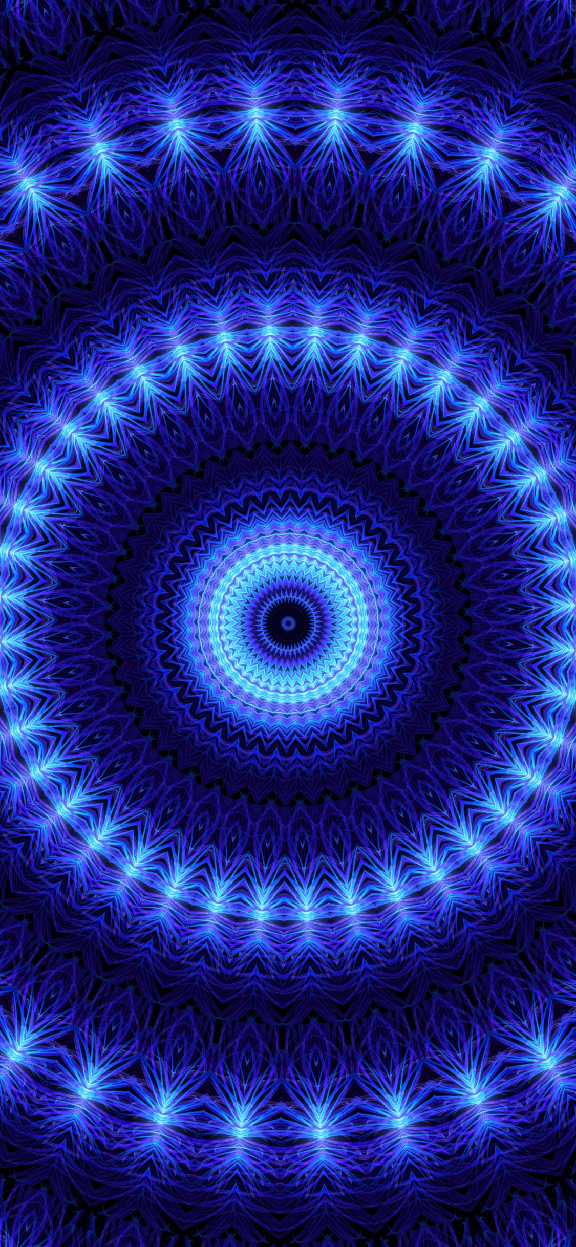 Обои фрактальное искусство, синий кобальт, синий, финал сезона, калейдоскоп в разрешении 1125x2436