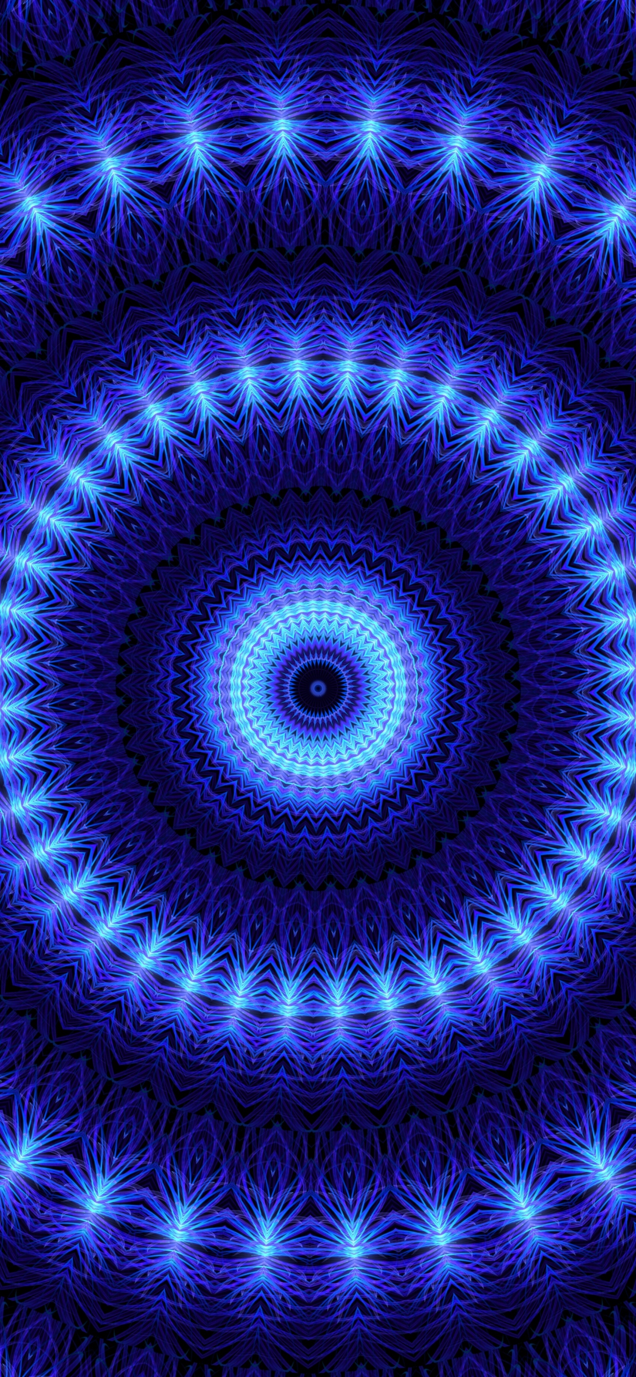 Обои фрактальное искусство, синий кобальт, синий, финал сезона, калейдоскоп в разрешении 1242x2688