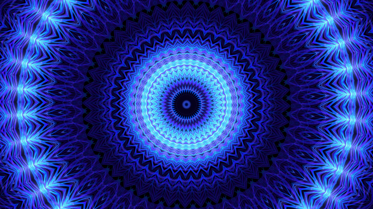 Обои фрактальное искусство, синий кобальт, синий, финал сезона, калейдоскоп в разрешении 1280x720