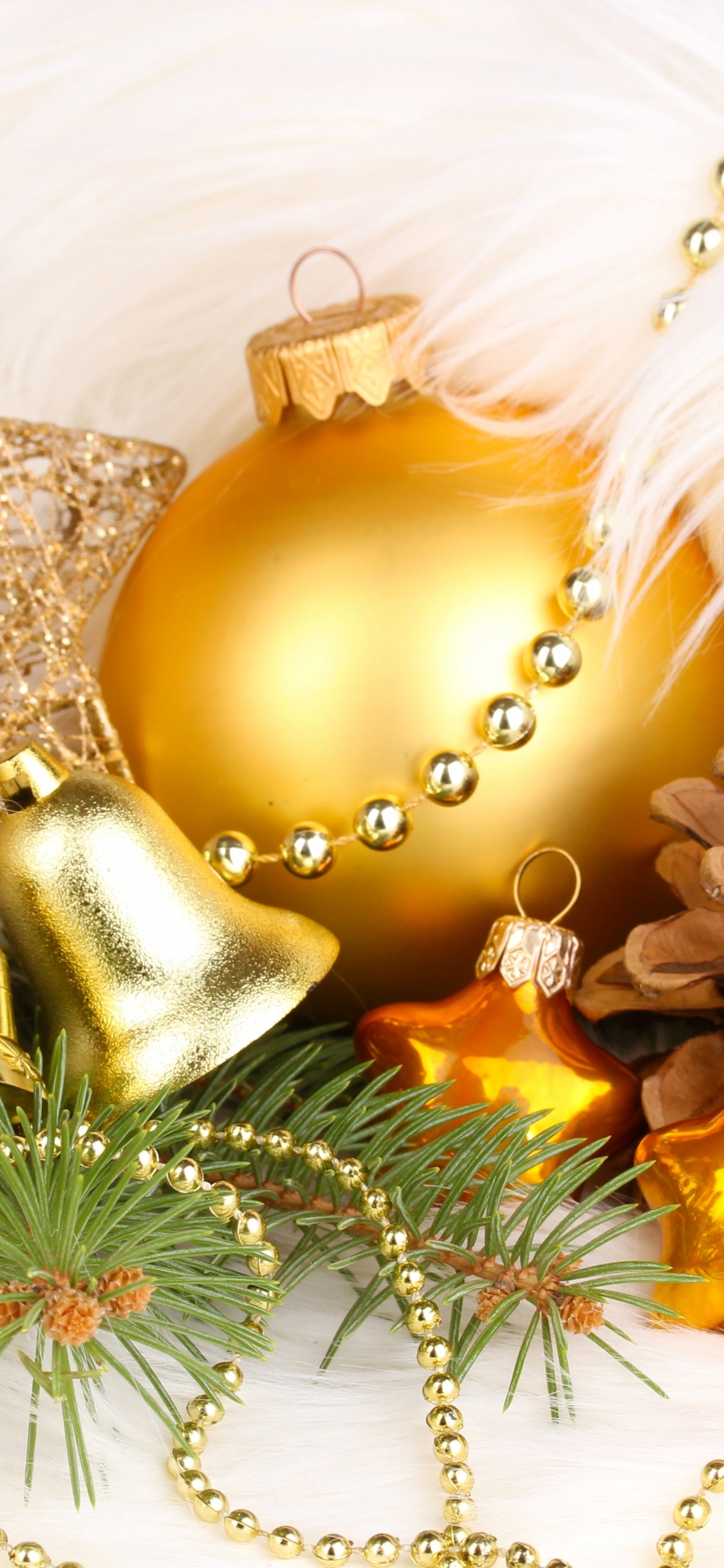 Обои Рождественский день, Новый год, рождественский орнамент, Рождественские украшения, Рождество в разрешении 1125x2436