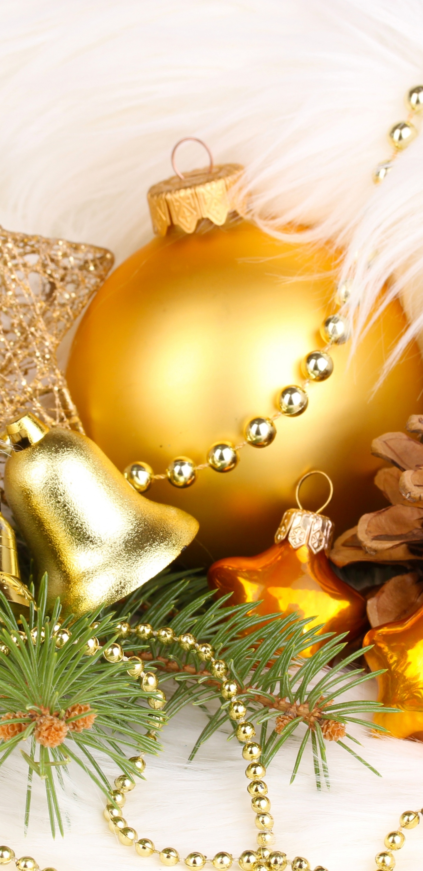 Обои Рождественский день, Новый год, рождественский орнамент, Рождественские украшения, Рождество в разрешении 1440x2960