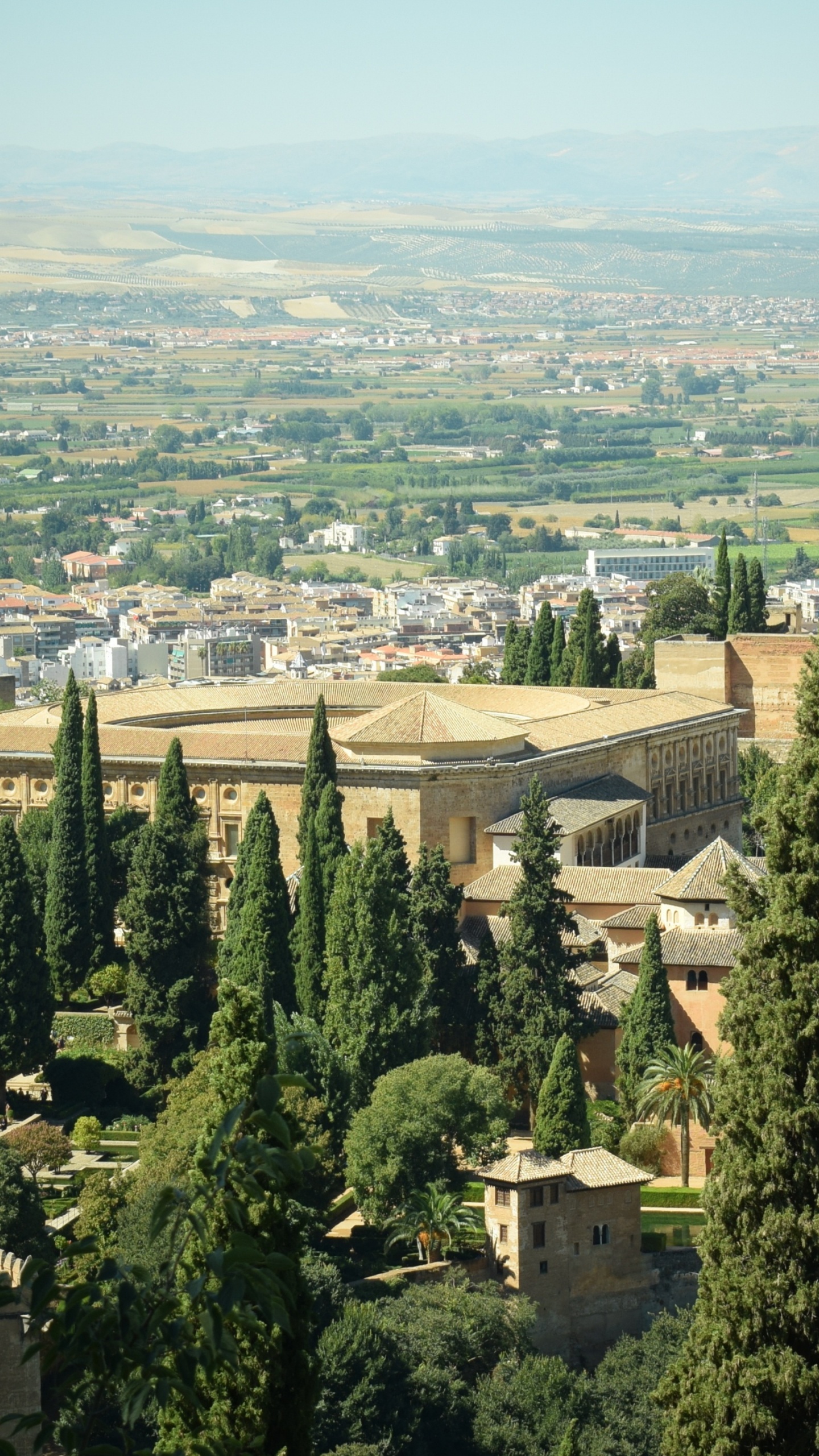 Обои алхамбра, хенералифе, городской район, город, дерево в разрешении 1440x2560