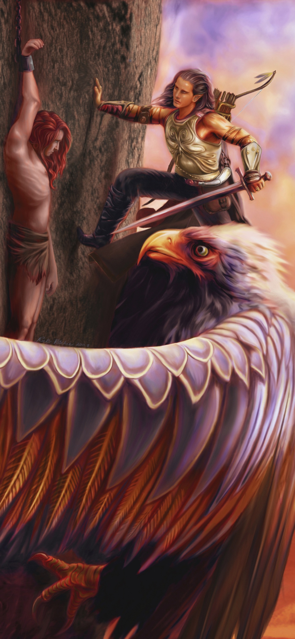 Обои сильмариллион, Орел, мифология, арт, живопись в разрешении 1125x2436