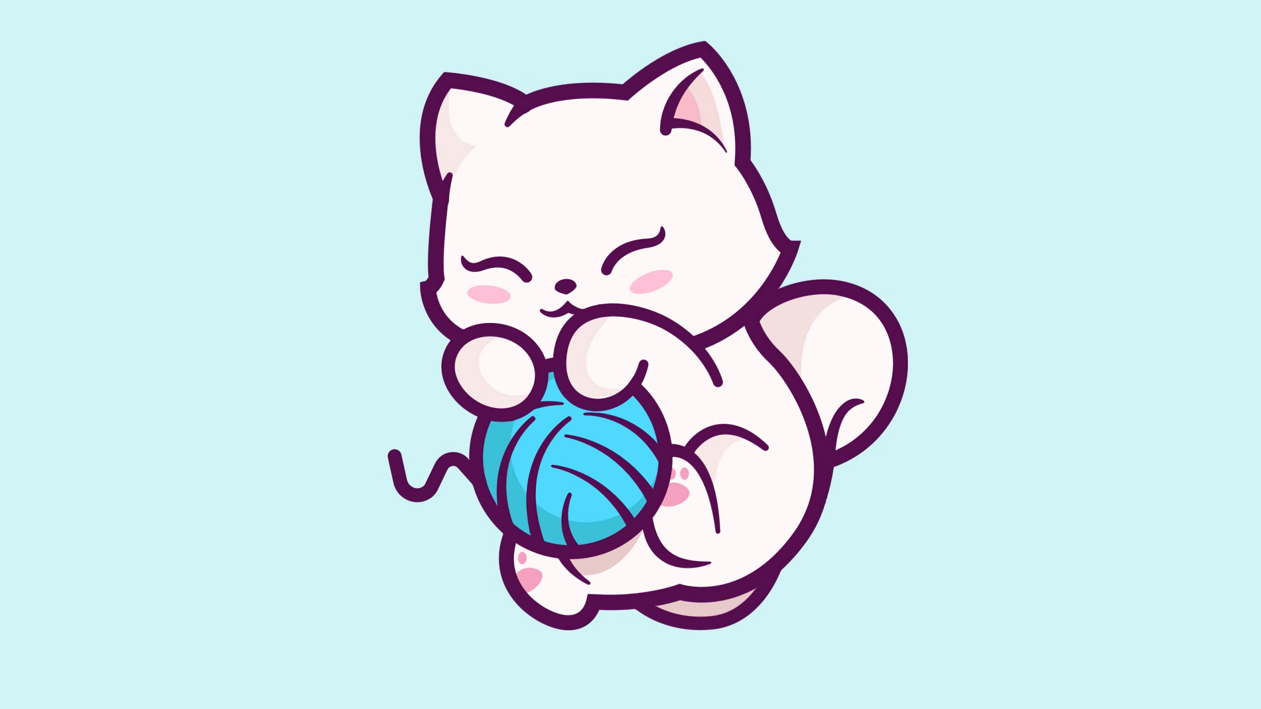 Обои котенок, Фиолетовый, мультфильм, пурпур, розовый в разрешении 2560x1440