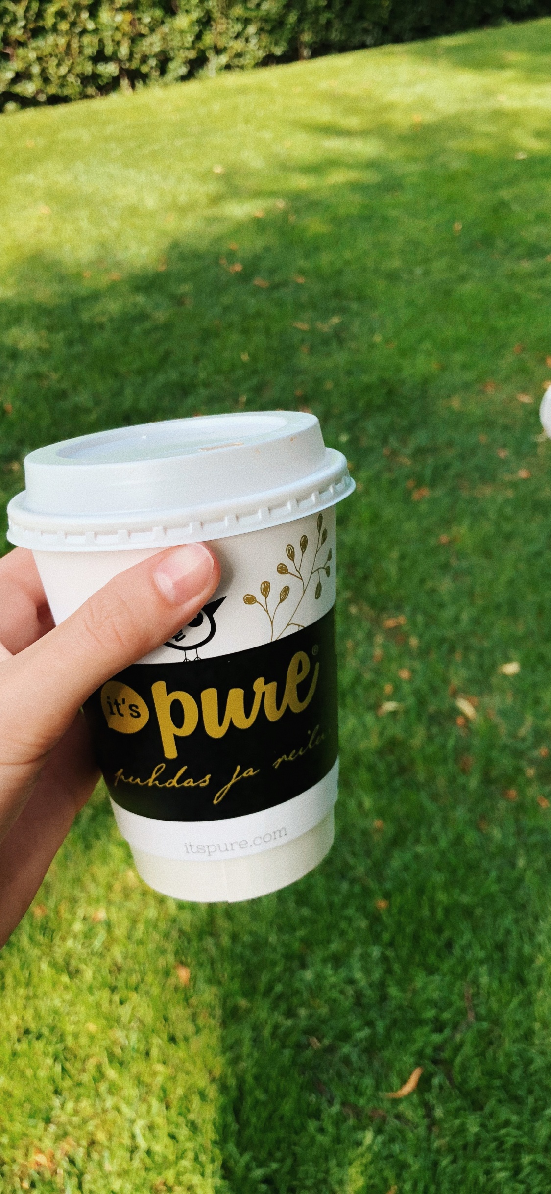 Обои чашка кофе рукав, лого, чашка, крышка, почвопокровная в разрешении 1125x2436