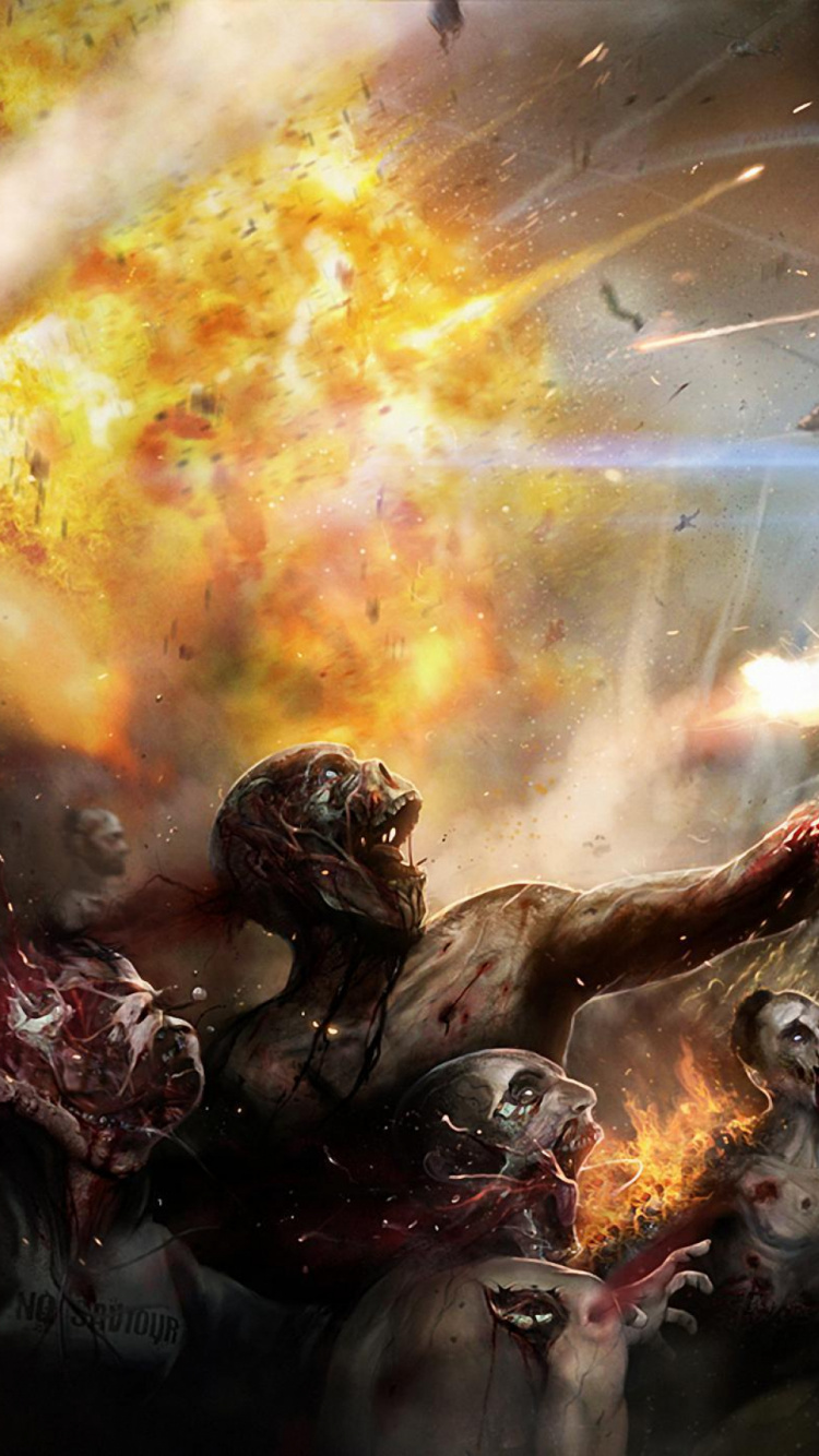 Обои зомби, битва, компьютерная игра, зомби инфекции, солдат в разрешении 750x1334