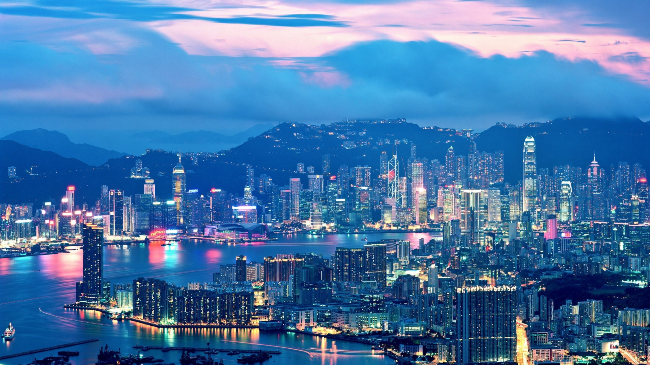 Обои Гонконг, городской пейзаж, город, городской район, метрополия в разрешении 2560x1440