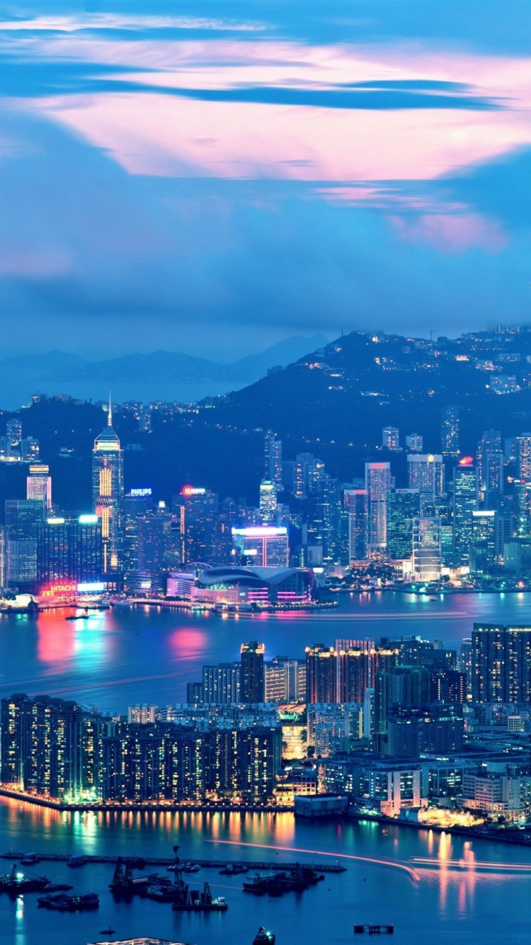 Обои Гонконг, городской пейзаж, город, городской район, метрополия в разрешении 750x1334