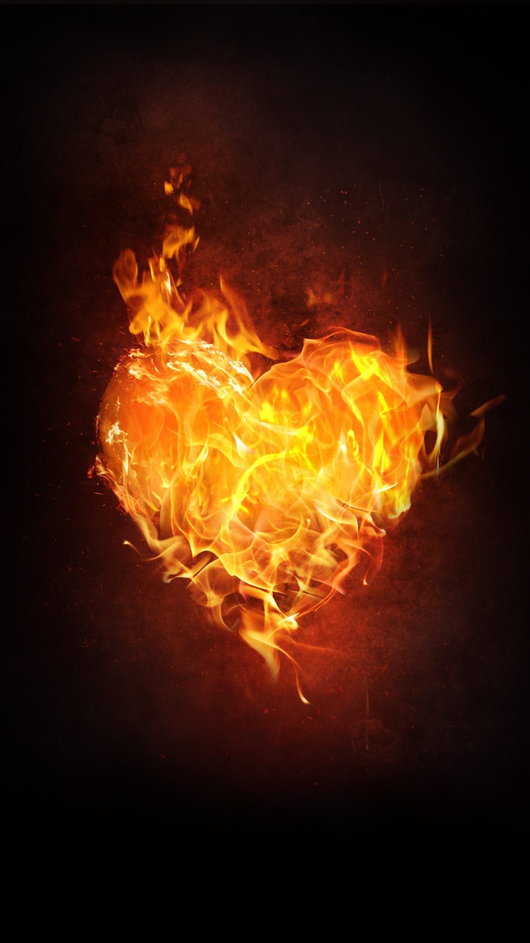 Обои пламя, огонь, сердце, тепло, Апельсин в разрешении 1080x1920