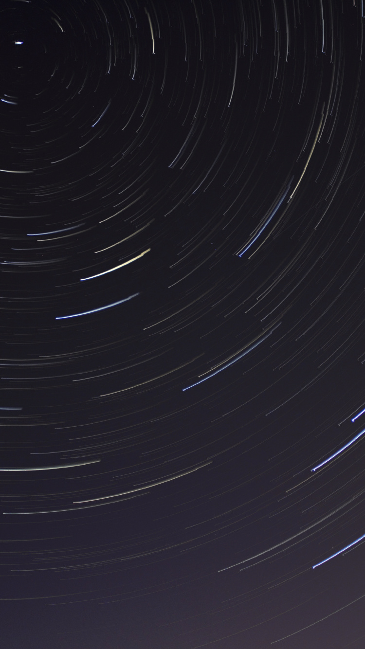 Обои космос, линия, Звездный след, астрономический объект, небо в разрешении 750x1334