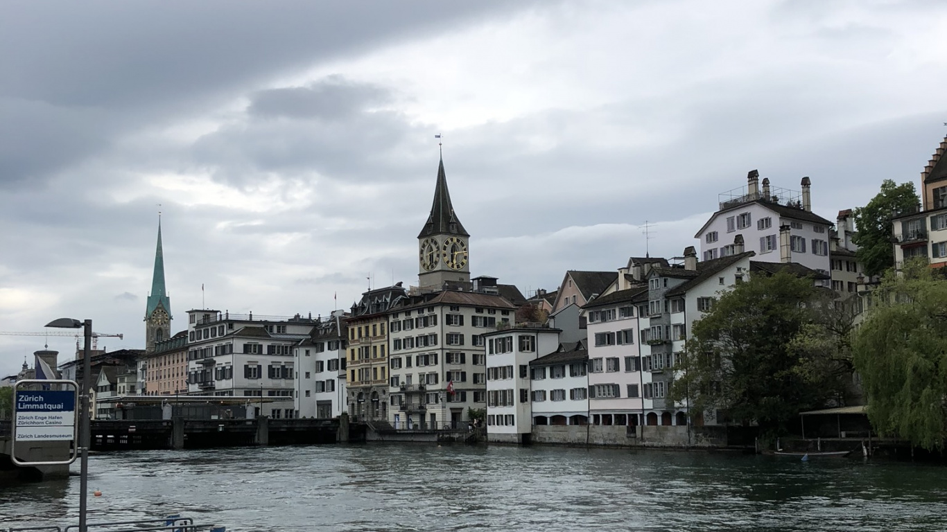 Обои Лиммат, вода, водный путь, облако, городок в разрешении 1366x768