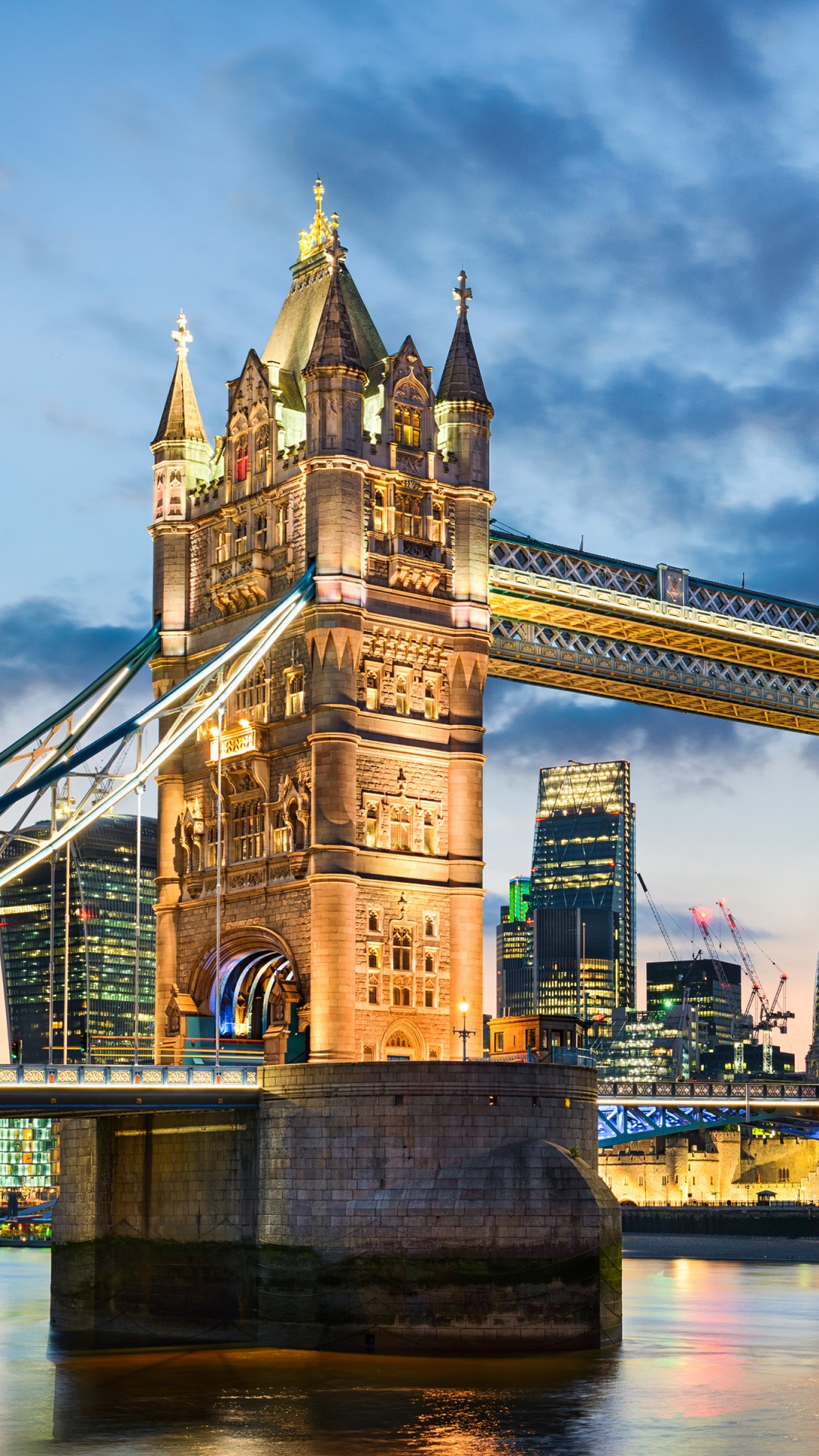 Обои тауэрский мост, мост, ориентир, архитектура, отражение в разрешении 1080x1920