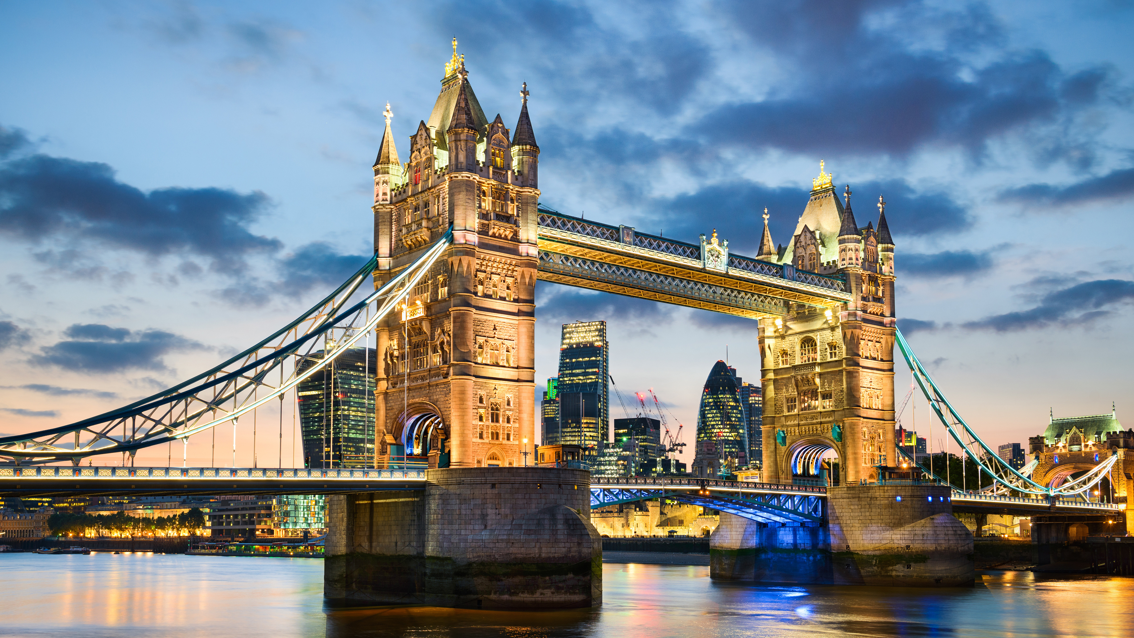 Обои тауэрский мост, мост, ориентир, архитектура, отражение в разрешении 3840x2160