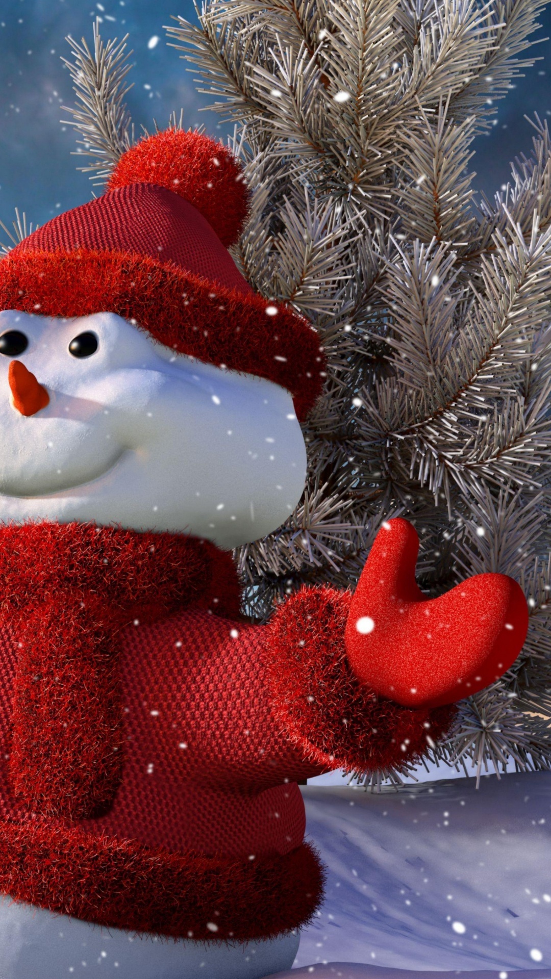 Обои Снеговик, Рождество, космос, замораживание, елка в разрешении 1080x1920