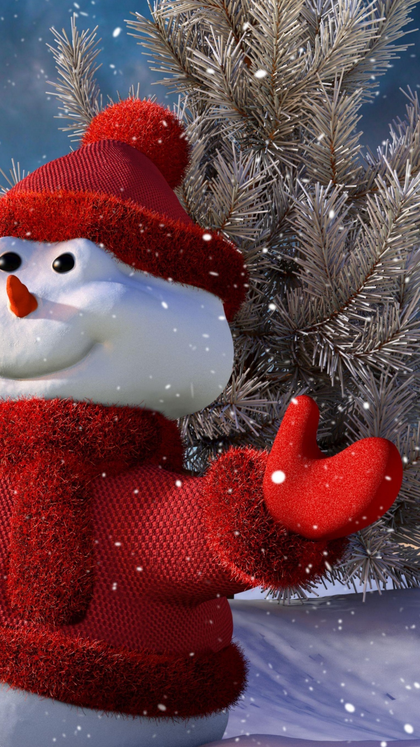 Обои Снеговик, Рождество, космос, замораживание, елка в разрешении 1440x2560