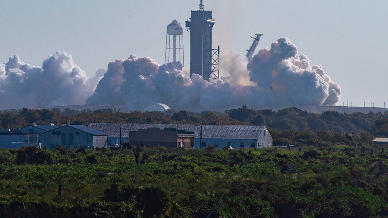 Обои SpaceX, ракета, Международная космическая станция, Falcon 9, дракон 2 в разрешении 1280x720