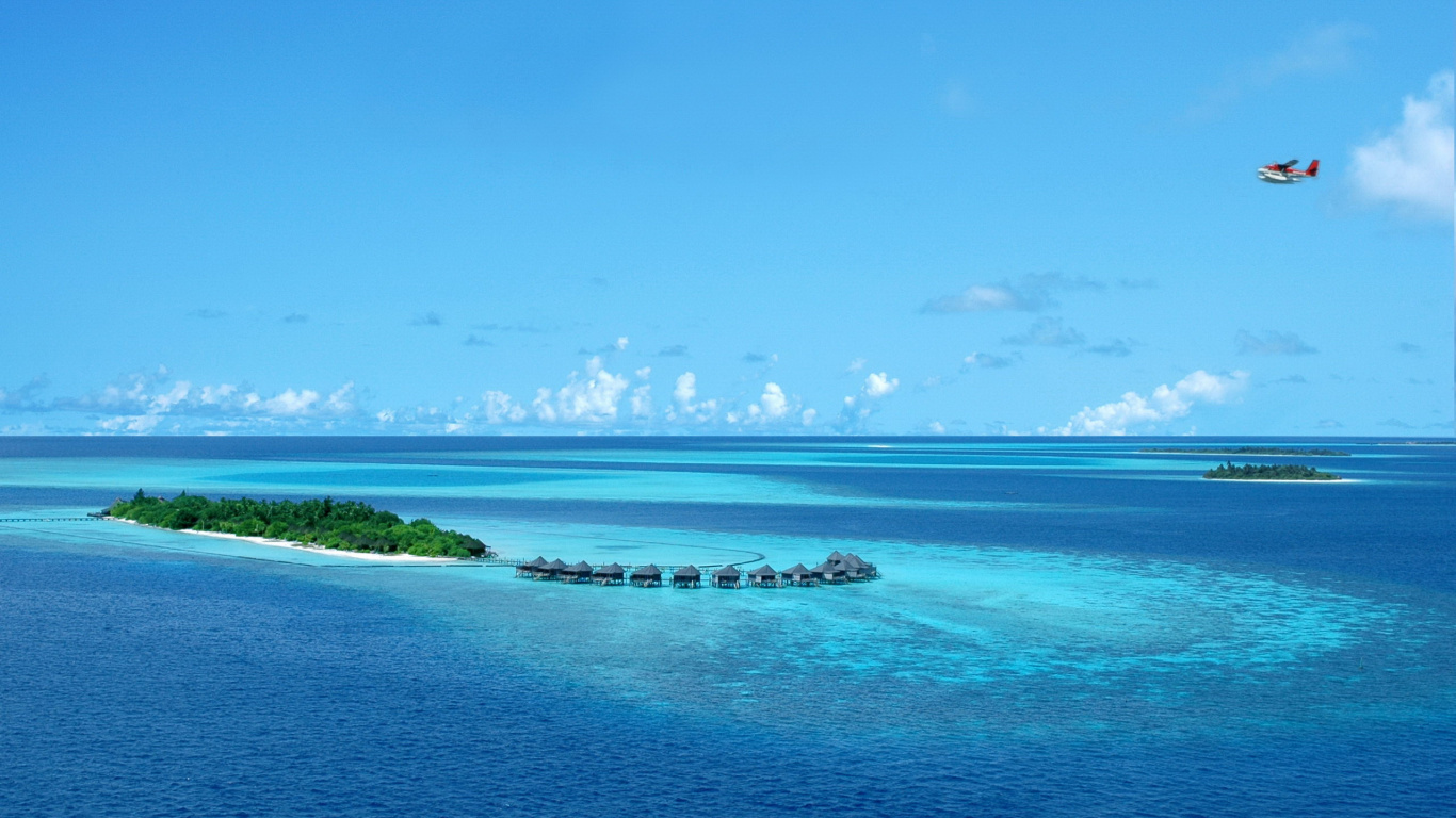 Обои Остров, прибежище, борабора, море, пляж в разрешении 1366x768